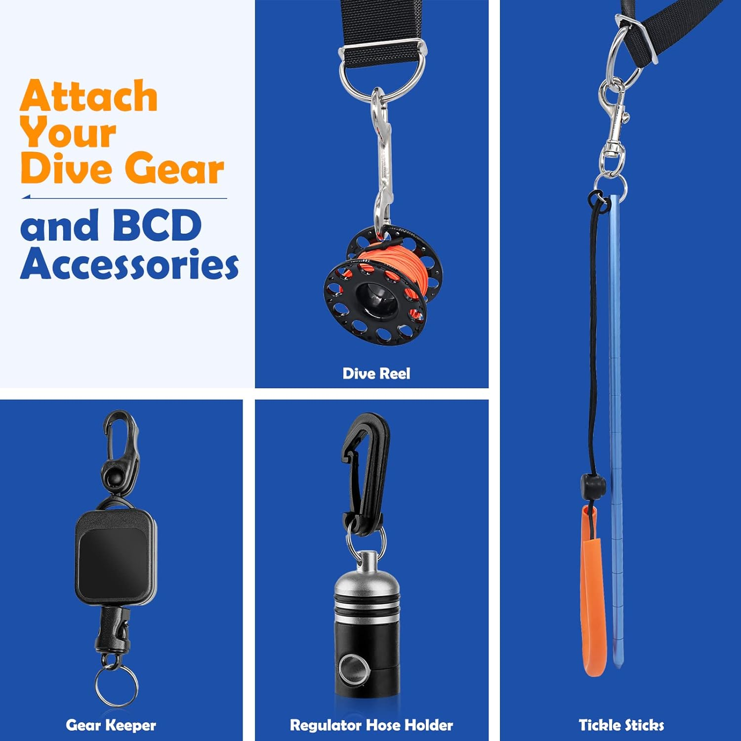 Dawitrly 2Pack Weight Belt Keeper, 5Cm/2'' Stainless Steel Serrated Scuba Diving Weight Belt Retainer Stopper with D Ring for Dive Gear and BCD Accessories image number 1