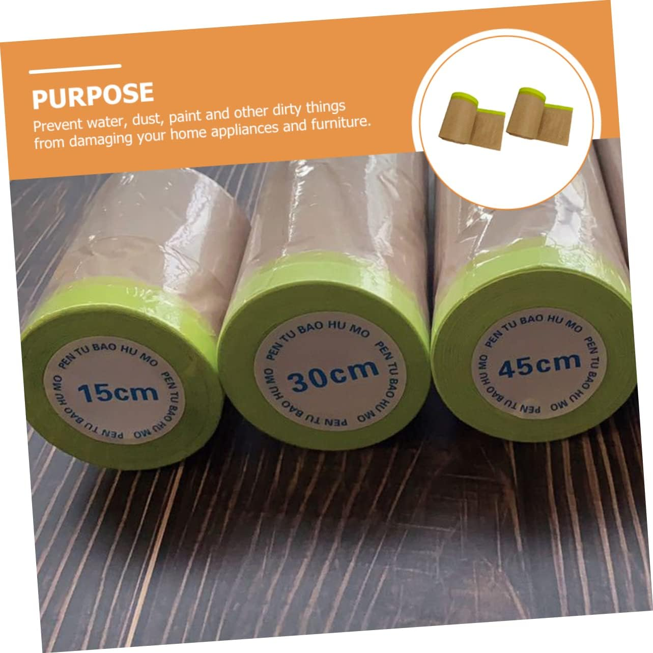 TEHAUX 2 Rolls Green Kraft Craft Paper Roll Masking Paper for Painting Upholstery Shelter Protection 15X11M Floor Furniture Decoration Covering image number 4
