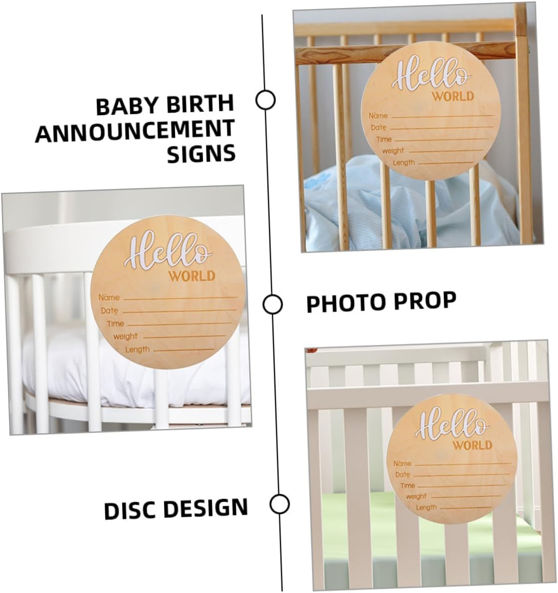 2 Pcs Newborn Name Sign Wooden Birth Announcement Plaque Name Display for Hospital Photo Prop Nursery Decoration image number 6