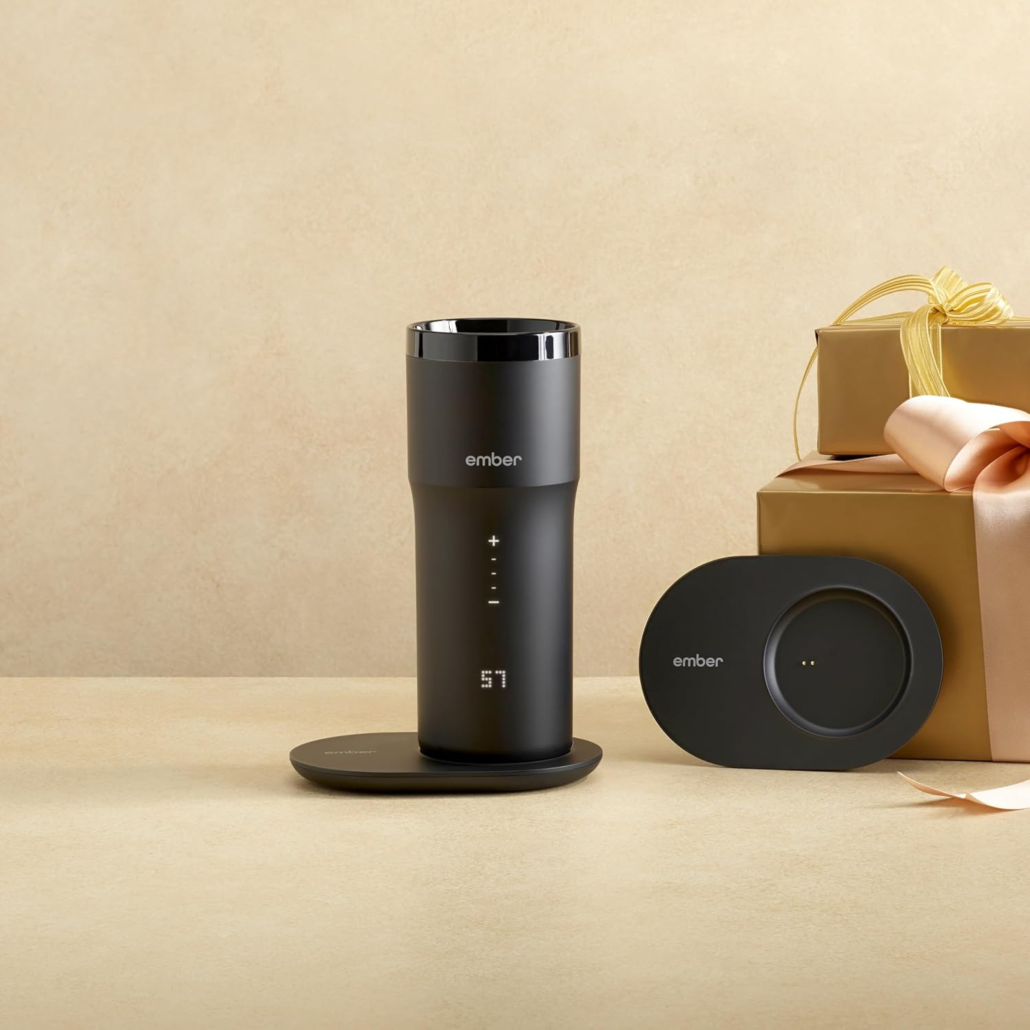 Ember New Temperature Control Smart Travel Mug 2 Charging Coaster, Black - Improved Design