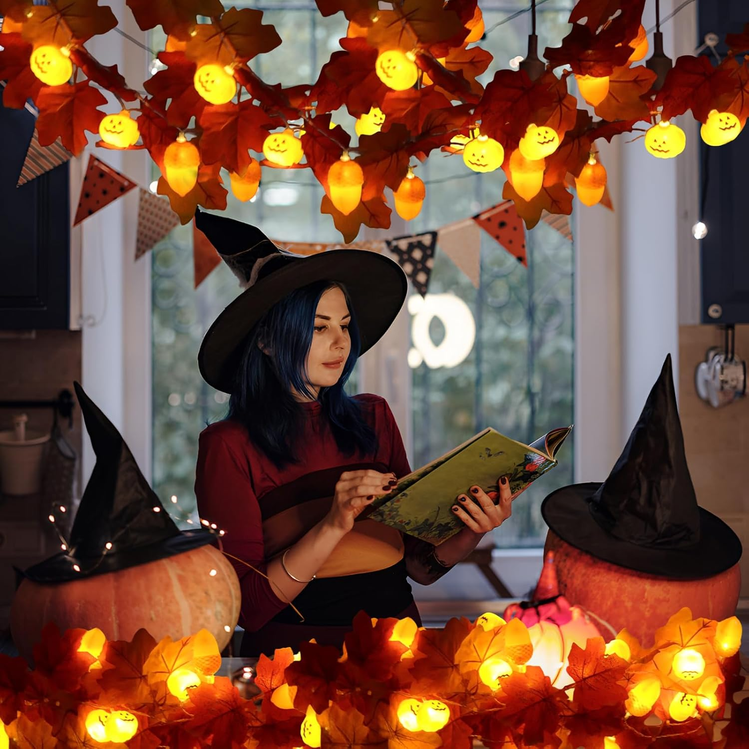 CYIOU Autumn Decoration Fairy Lights Halloween Decoration 3 M 20 LED Maple Leaf Acorns Pumpkin Fairy Lights Maple Leaves Garland Battery Operated for Halloween Autumn Thanksgiving Indoor Outdoor image number 3