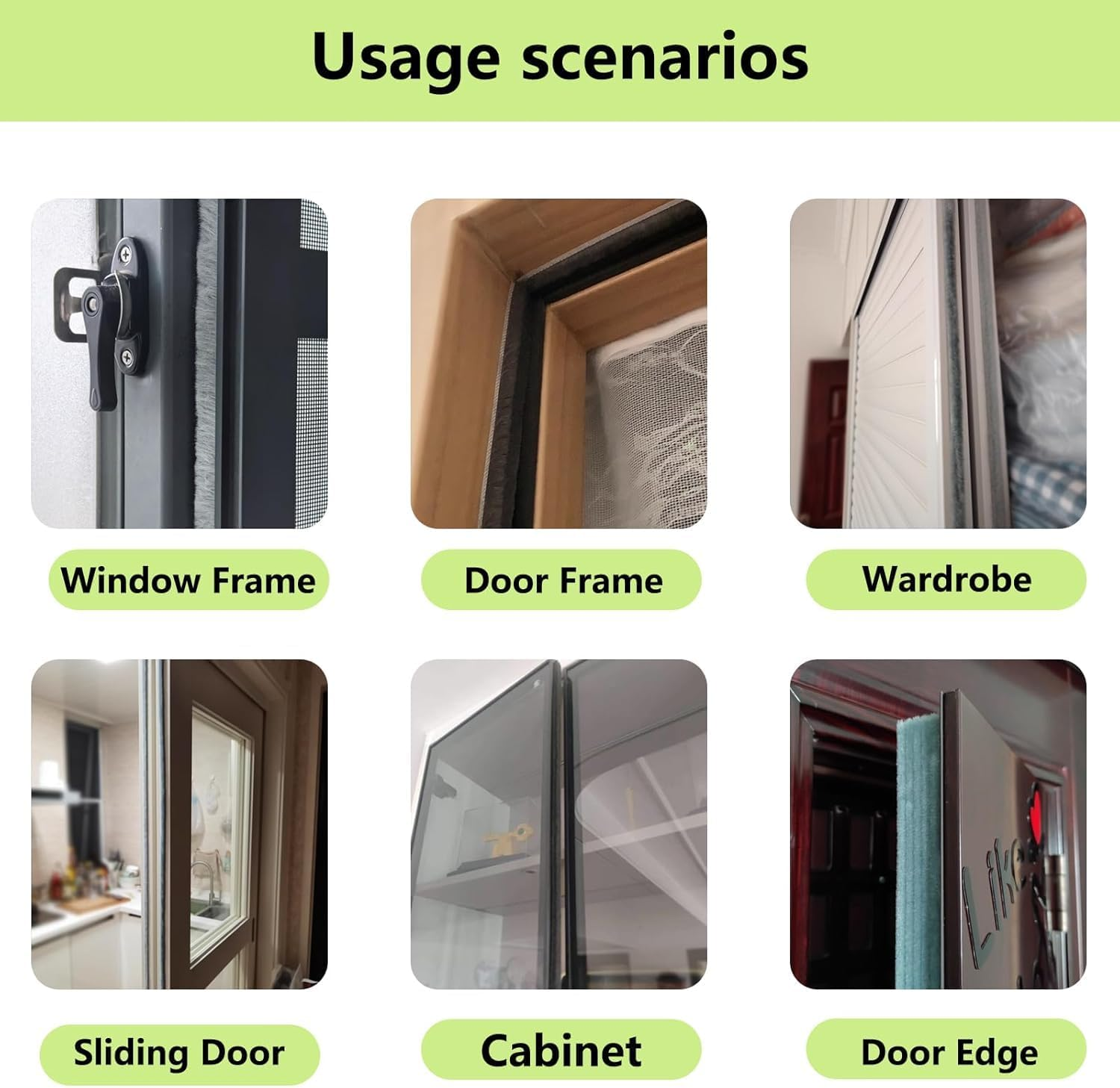 Window and Door Seal Strip, Self Adhesive Draft Blocker, Brush Weather Stripping, Weatherproof Felt Strips for Doors and Windows, Compatible with Sliding Doors, Windows, Garage Doors, 32.8FT, Haheihei image number 2