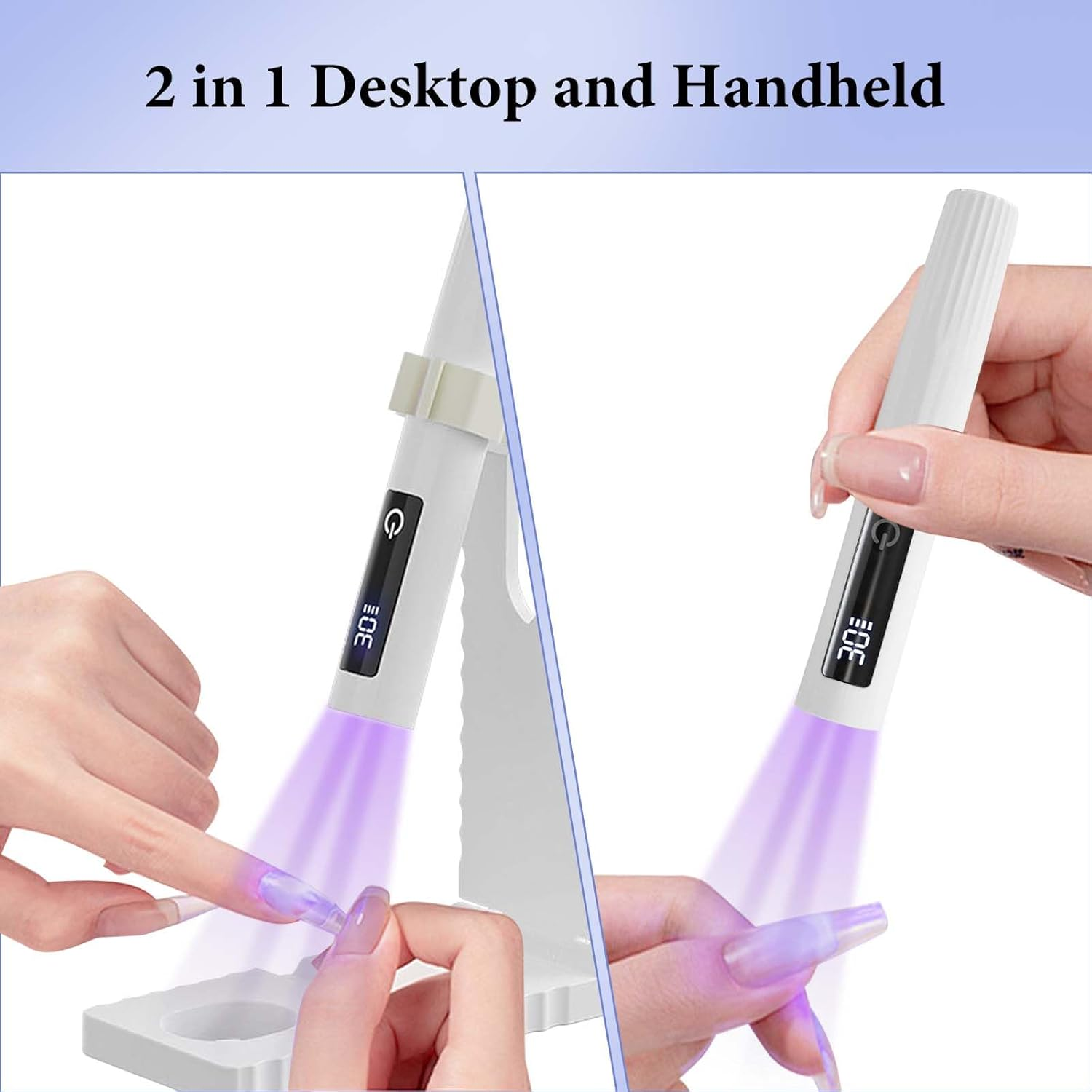 UV Lamp for Gel Nails, 30/60S Portable Mini UV Nail Lamp, UV LED Lamp for Nails, LED Nail Dryer, Portable Small UV Nail Lamp for Gel Nail Polish for Curing Nail Glue & Nail Tips (White) image number 4