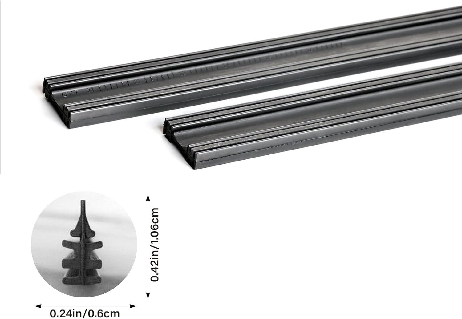 MAEZOE 2-Pack 28" Wiper Blade Refill, Silicone Windshield Wiper Refill for Replacement Windshield Wipers, (Strip Height: 11Mm, Width: 6Mm) Fit for Frameless Wiper Insert image number 3