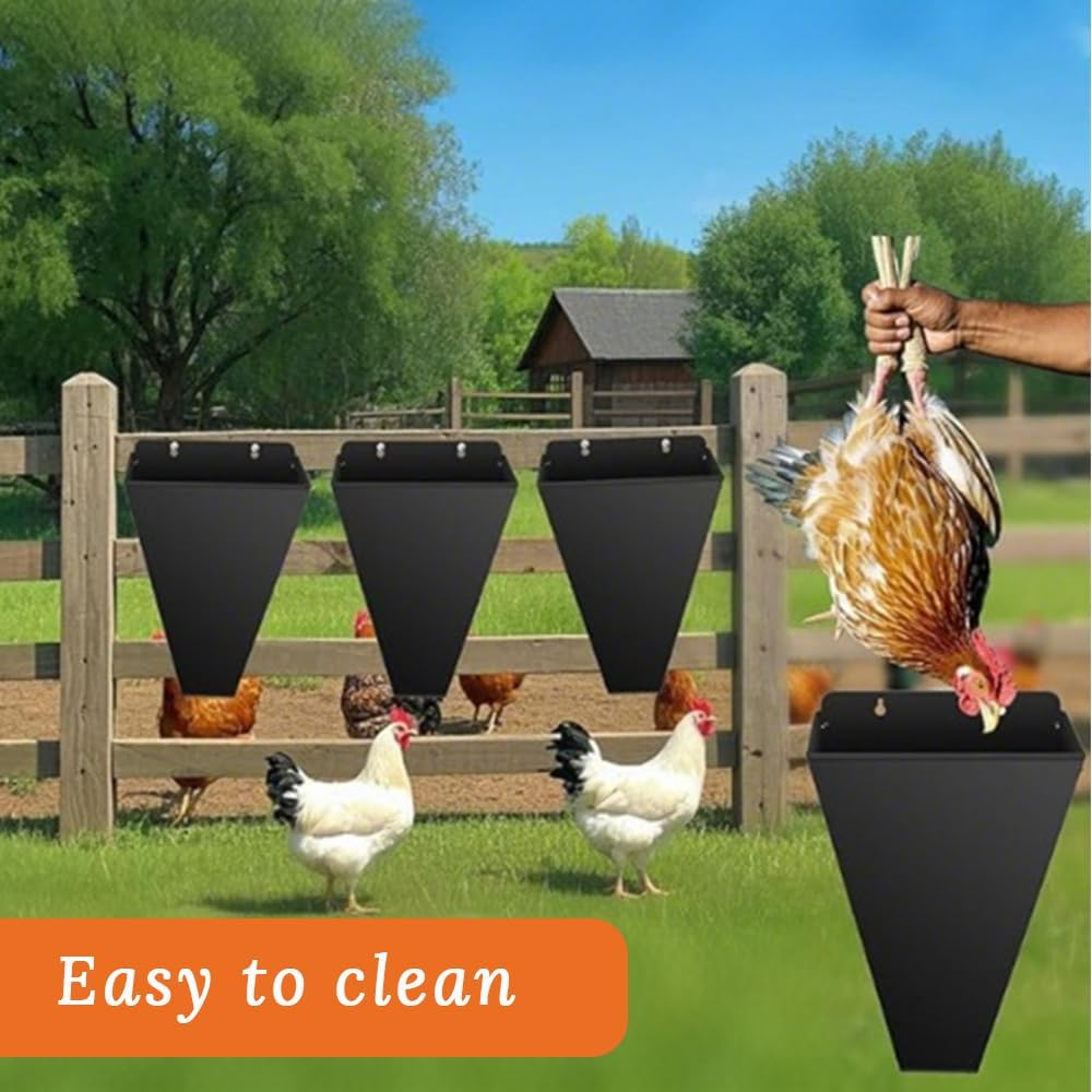 Chicken Restraining Cone,Heavy-Duty Steel Poultry Cones,Poultry Flat Back Funnel Cones, Easy to Store and Clean,For Rooster,Little Turkey,Llarge Layer,Broiler,Weighing No More than 8 Pounds image number 1