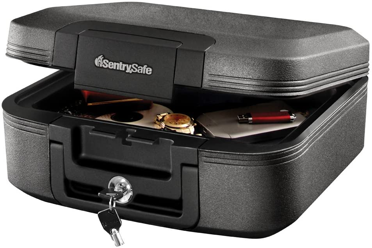 Sentrysafe Fireproof and Waterproof Safe Box with Key Lock, Fire and Water Chest Safe for Valuables, 0.28 Cubic Feet, 6.6 X 15.4 X 14.3 Inches, CHW20221