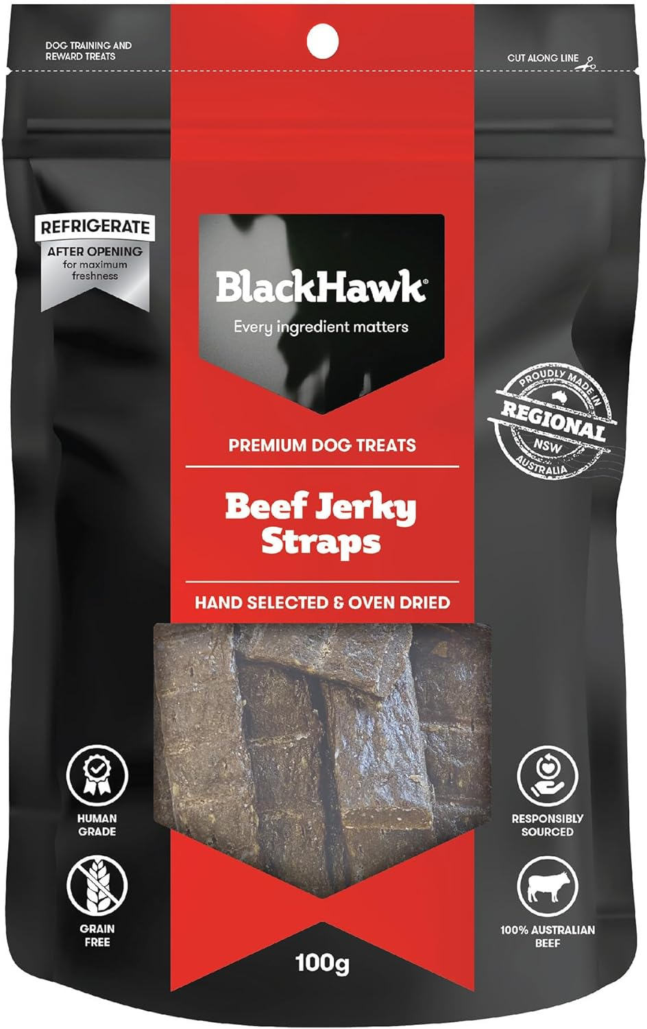 Black Hawk Beef Jerky Straps Dog Treat 100 G image number 2
