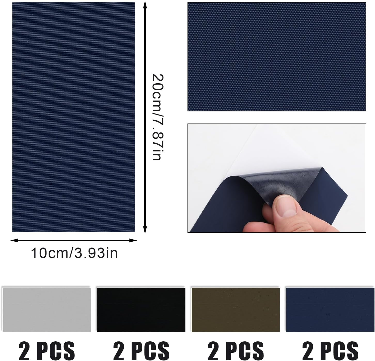 THJOPOKEEL 8Pcs down Jacket Patches, 7.87X3.94 Inch Waterproof Cloth Repair Patch Washable Self Adhesive Fabric Patches for Repairing down Jackets Hiking Bags Tents (Blue, Black, Green, Gray) image number 6