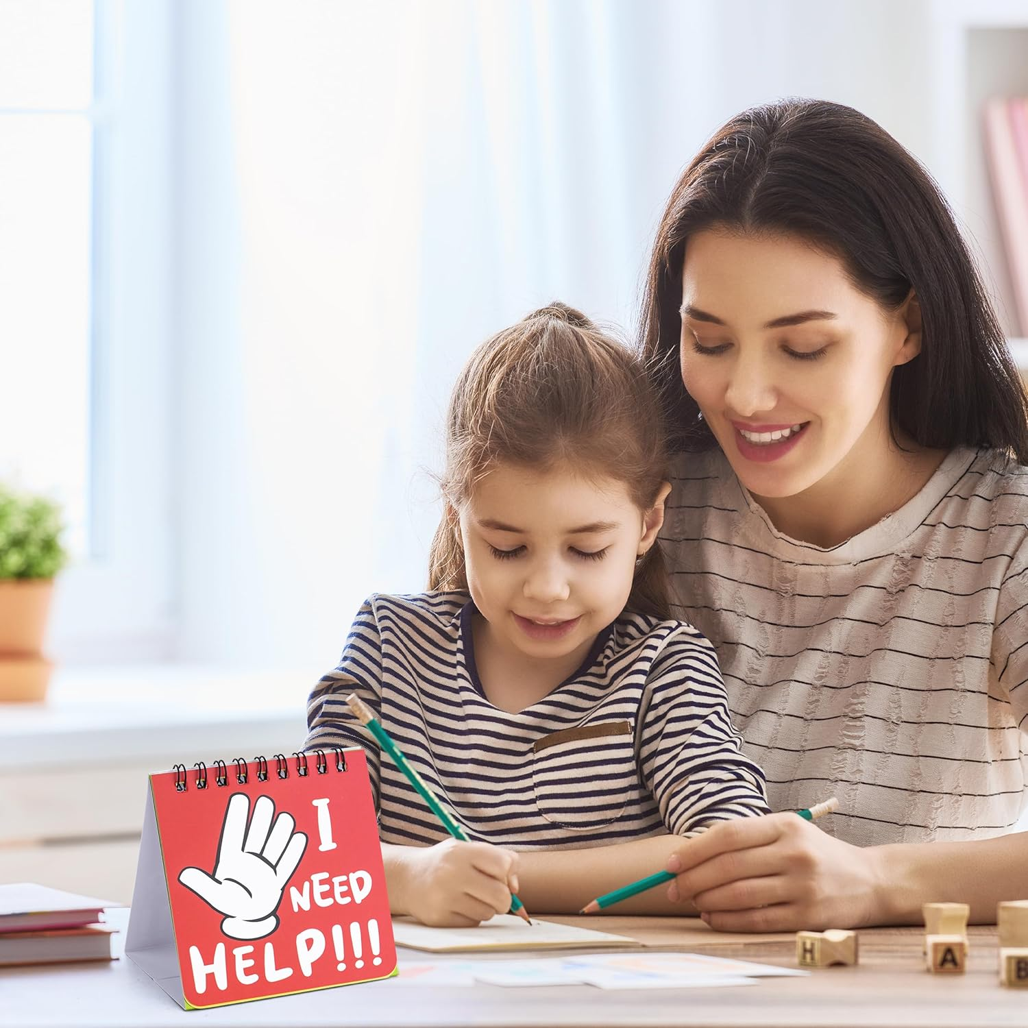 PERBDEAL 24 Pcs I Need Help Mini Flip Charts - Classroom Management Tools for Teachers Interaction and Behavior Self-Assessment Cards for Students Educational and Learning Activities School Supplies image number 1