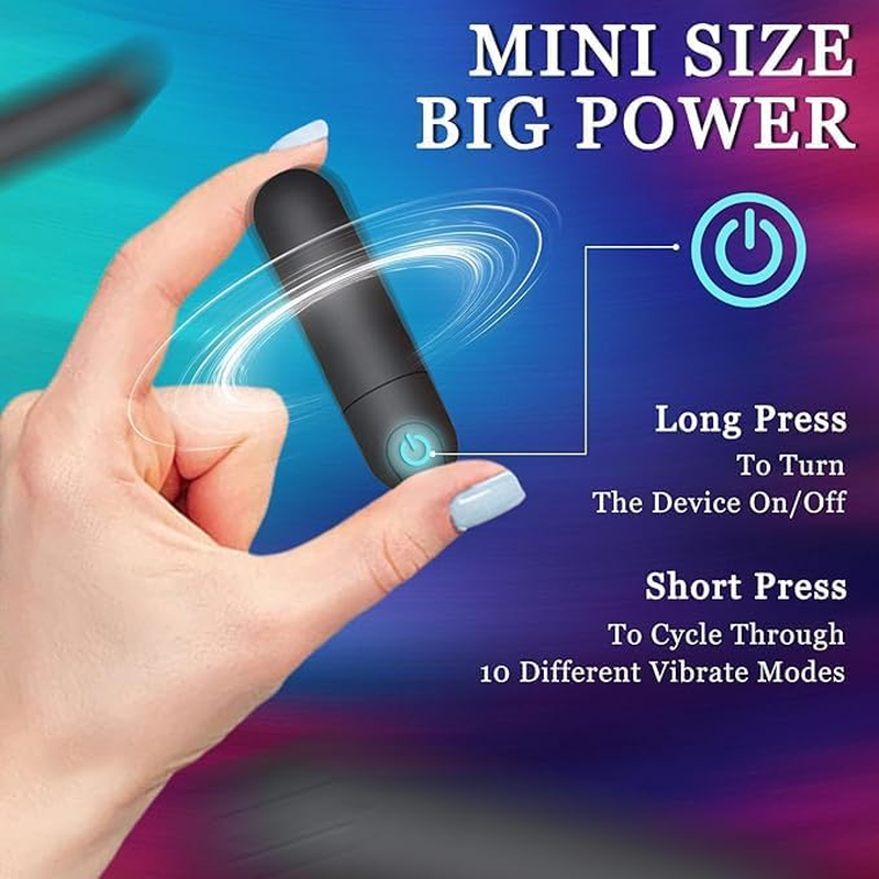 Black Silicone Mini Bullet Vibee - 10 Modes Rechargeable Bullet Waterproof -Toys for Women Men Adult image number 4