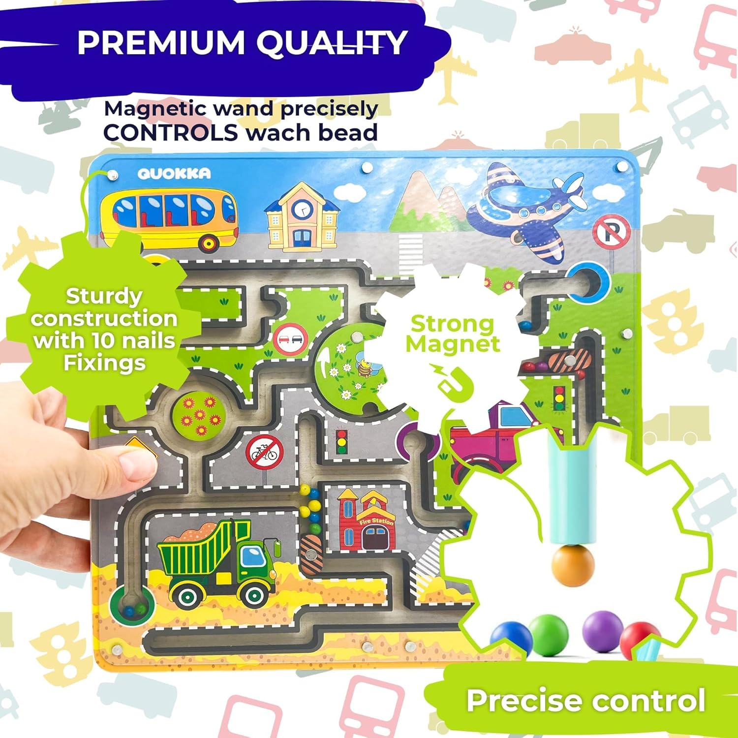 QUOKKA Learning Wood Maze Games for Kids Ages 3-5- VER.2 Improved - Nice Educational Car Activities for Kids Ages 2-4 - Preschool Developmental Wooden Toys image number 1