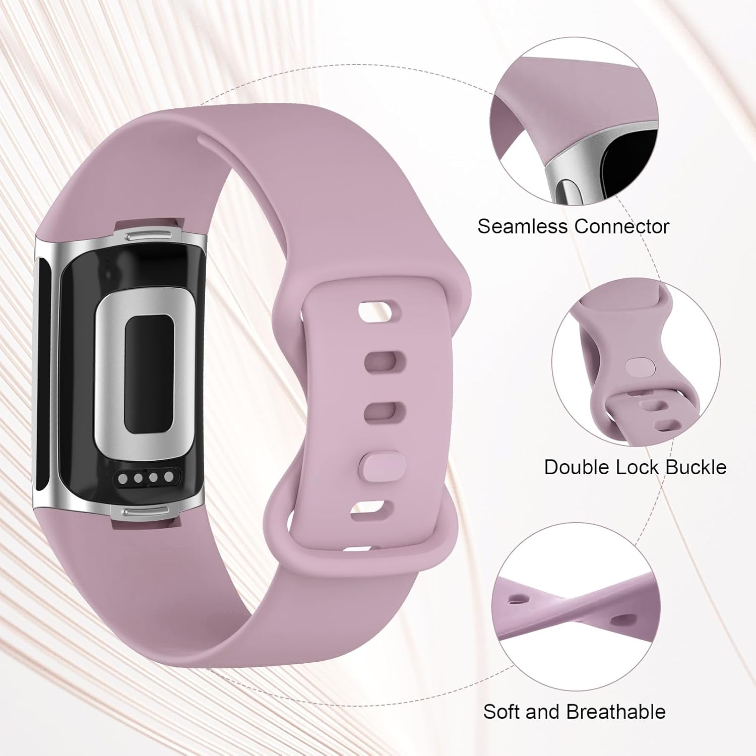 3 Pack Sport Bands for Fitbit Charge 6 Band/For Fitbit Charge 5 Band Women Men, Soft Silicone Strap Replacement Wristbands image number 2