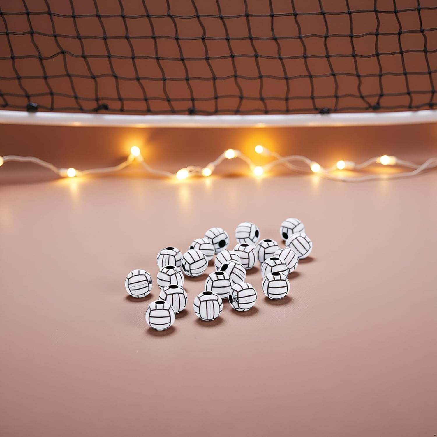 50Pcs Silicone Beads Acrylic Volleyball Bead, Big Hole Volleyball Beads round Loose Beads Spacer Beads for DIY Necklace Bracelet Pendant Making Heart Beads, Art Crafts Sewing (15Mm) image number 5