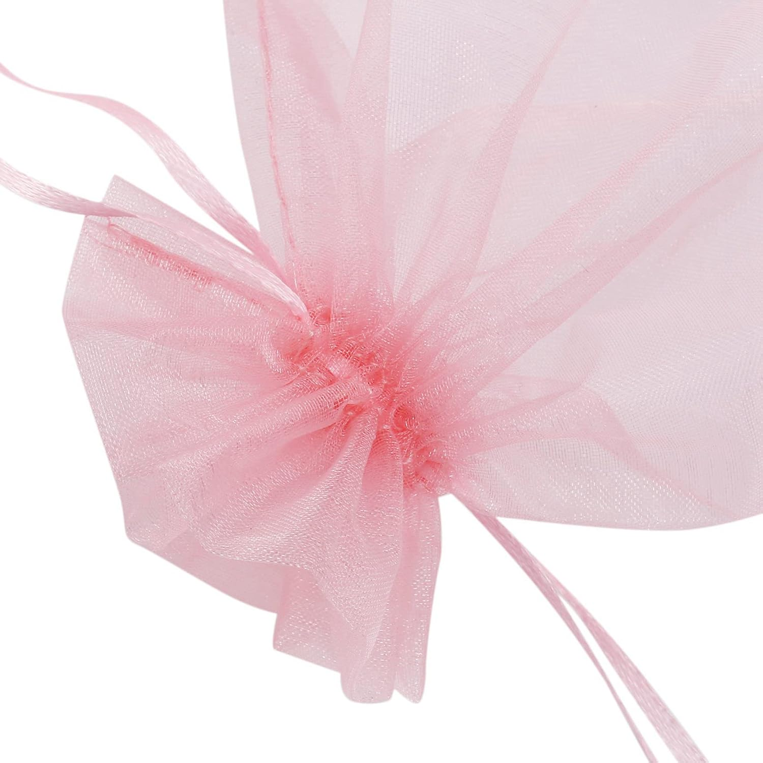 300Pcs Organza Bags Blush Pink, 17X23 Cm Mesh Bags Drawstring Jewelry Pouches for Christmas Wedding image number 2