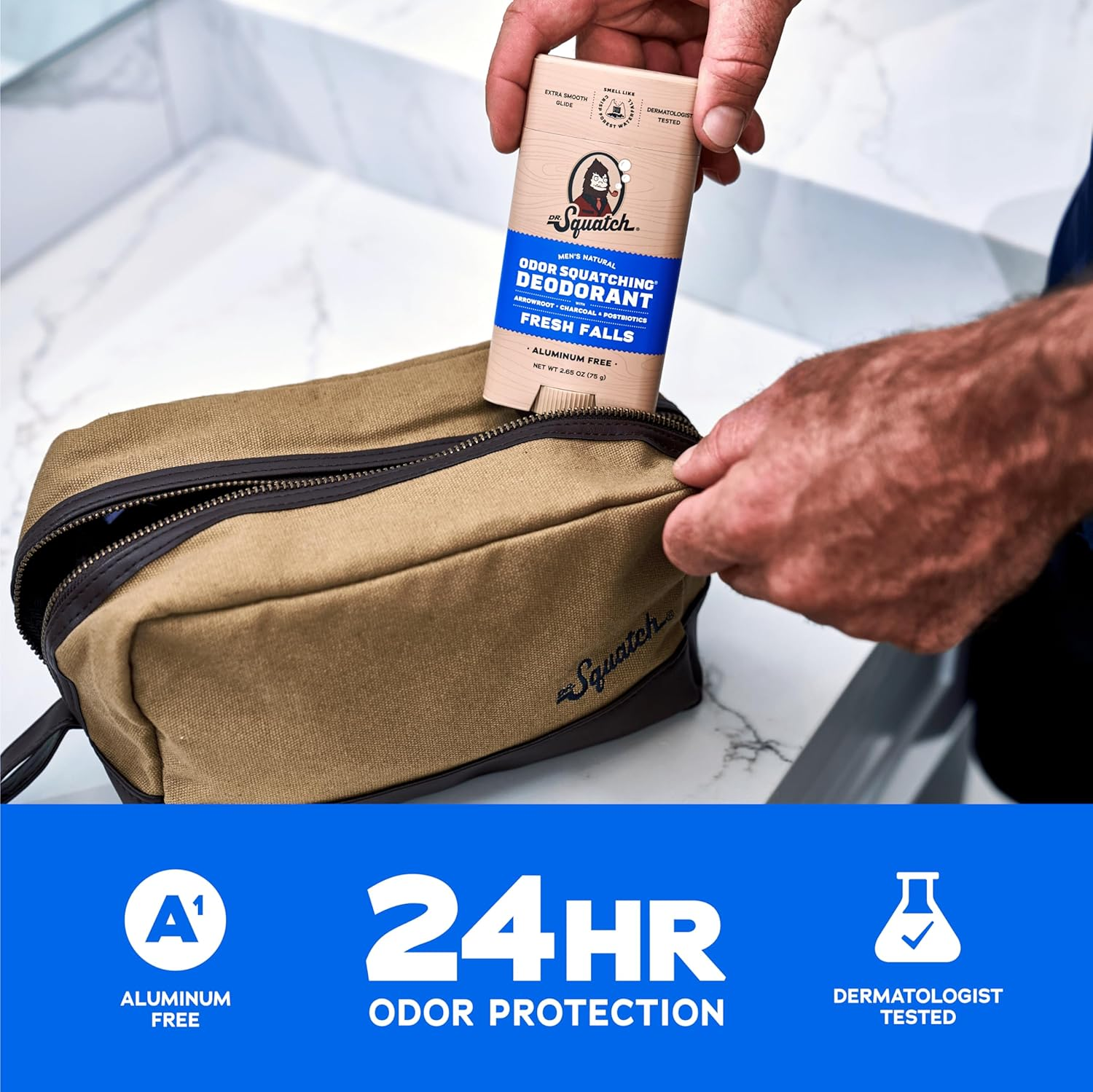 Dr. Squatch Natural Men&rsquo;S Deodorant &ndash; Aluminium Free Natural Deodorant for Men with Charcoal & Postbiotics for 72-Hour Odor Protection &ndash; Alpine Sage & Fresh Falls, 75G Stick (2-Pack) image number 3