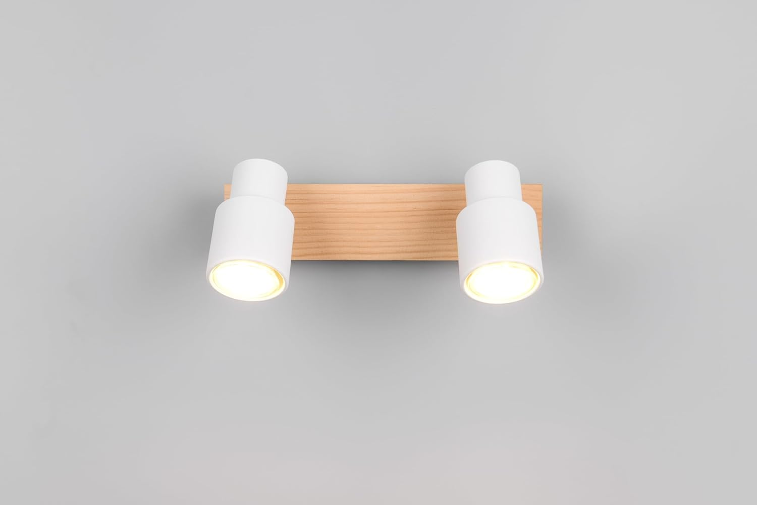 Reality Leuchten Pierre R81982031 Spotlight Metal White Matt Wood Untreated Excl. 1X GU10 image number 1