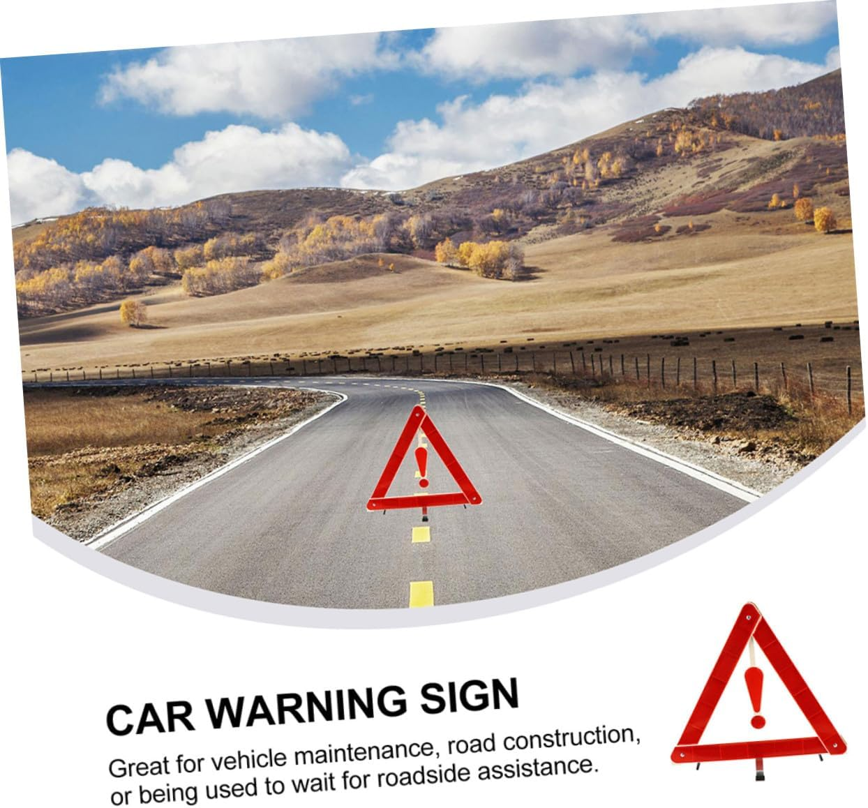 Alipis Foldable Car Road Warning Sign Triangular Safety Triangle with Reflective Strips Weather-Resistant Plastic Tripod for Vehicle Breakdown and Roadside Safety image number 4