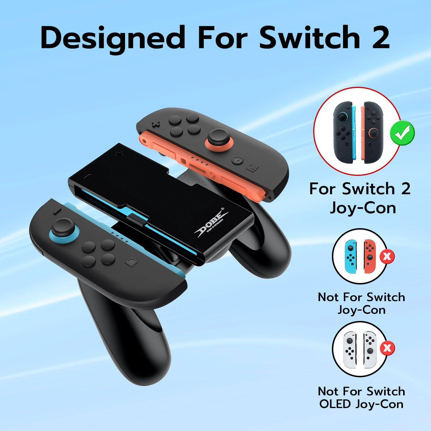 Mcbazel Charging Grip Compatible with Nintendo Switch 2 Joy Cons, Play While Charging, Portable Controller Charger Grip for Switch 2 Joy Con, Black image number 2