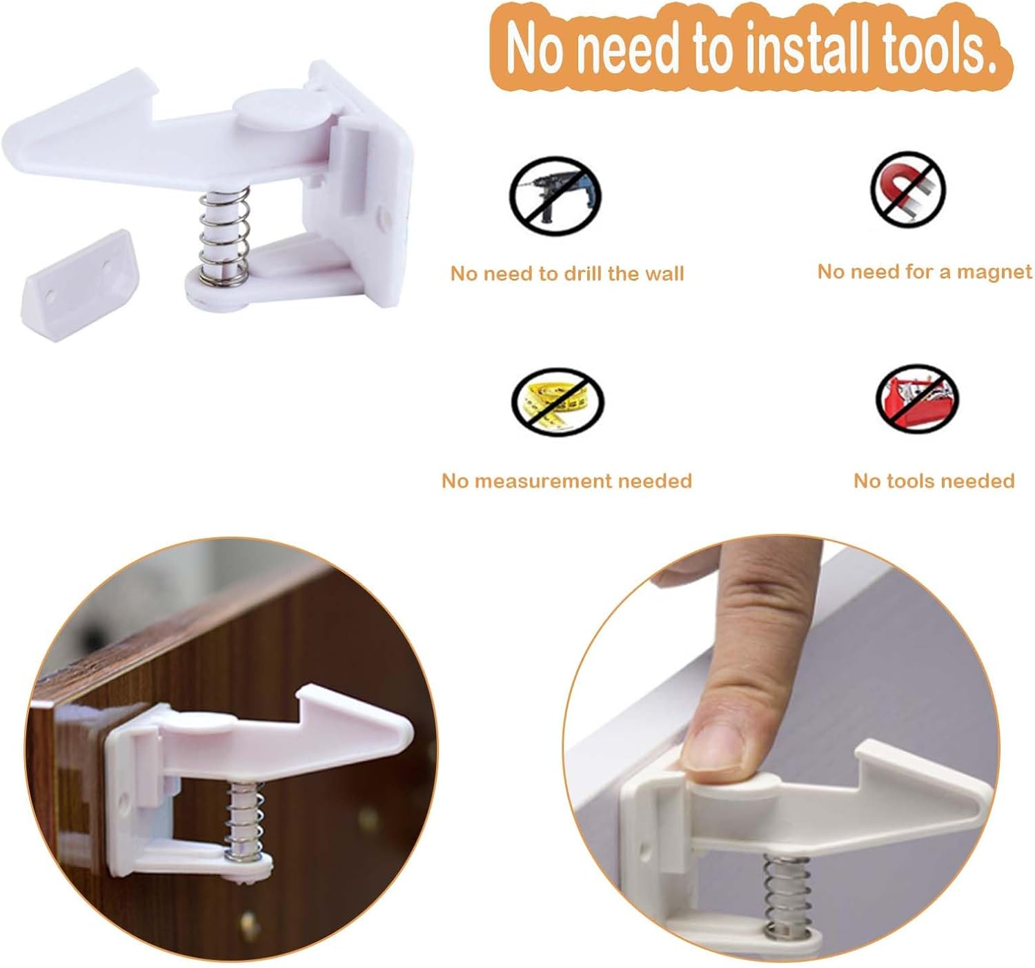 Child Safety Drawer Locks 8 Pack - Baby Proof Cabinet Latches with Heavy Duty Adhesive, No Drill Installation & Tool-Free Setup for Australian Homes image number 3