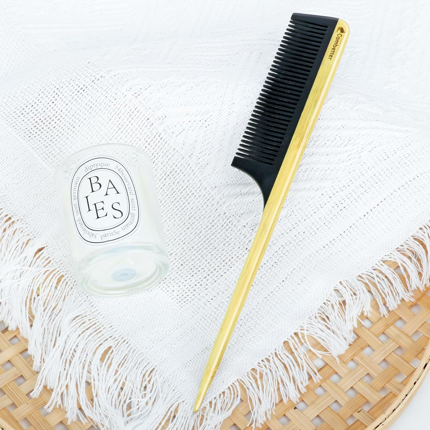 Rat Tail Comb for Hair Styling and Sectioning, Fine Tooth Teasing Comb Parting for Braiding Hair, Eco-Friendly Bamboo and Durable Bakelite Infused Anti-Static Anti-Frizz Hair for Women by Combetter image number 1