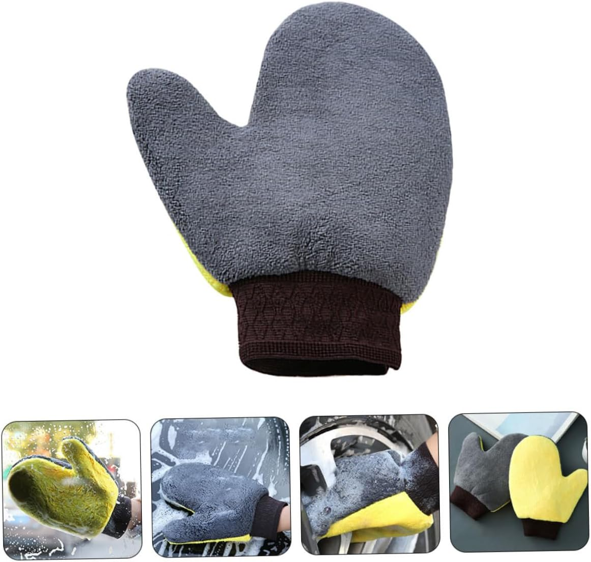 JUMPLAWN Car Wash Mitts and Gloves 2Pcs Set Coral Fleece Double-Sided Waterproof Non-Slip Scratch-Free Car Cleaning Tool Suitable for Automotive Exterior Care image number 2