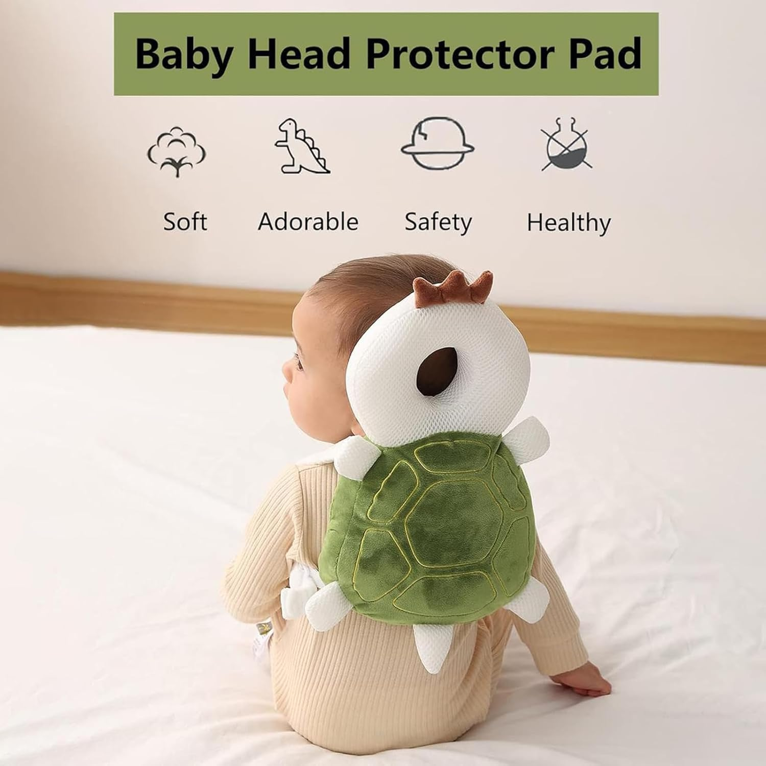 Head Protection Cushion, Adjustable Infant Safety Pads, Baby Backpack Head Protection Pillow, Child Anti-Fall Back Protector, Cartoon Animal Shape Mesh Toddler Safety Head Protector for Baby Walking image number 4