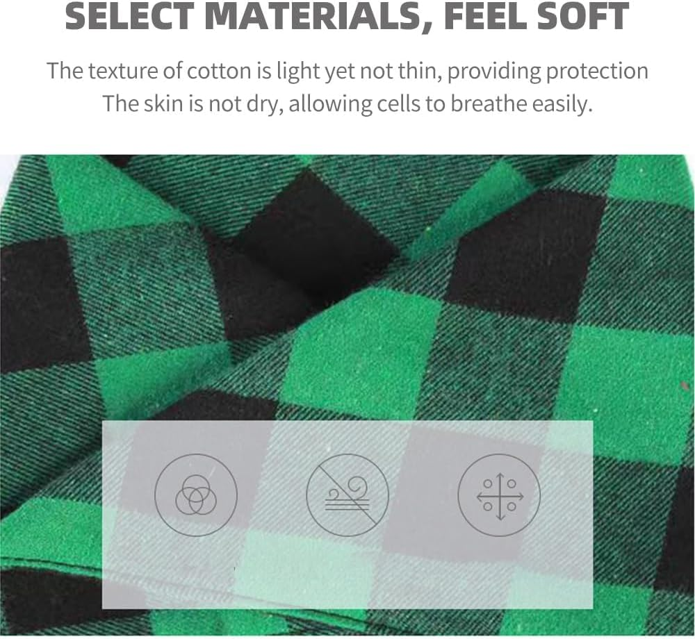 4 Pcs Dog Bandanas Plaid Reversible Triangle Bibs Scarf, Buffalo Plaid Scarf for Medium and Large Pets, Adjustable Plaid, Black and White, Red, Green, Blue image number 2