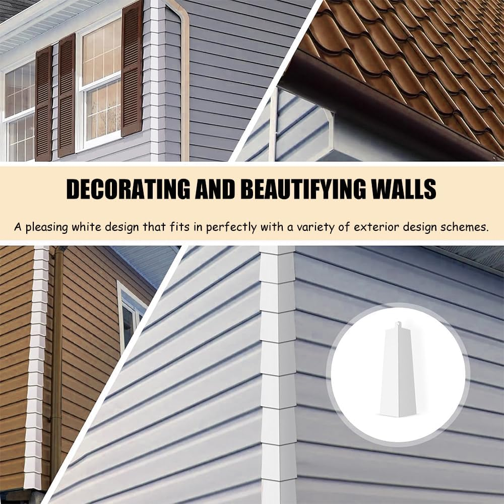 8 Pcs Aluminum Wall Panel Corners, 8 Inches with 8 Nails White Outer Wall Panel Corner Caps, Smooth Wall Panel Corner Edges House Outer Wall Panel Corners Used for Connecting Outer Wall Panel Corners image number 2