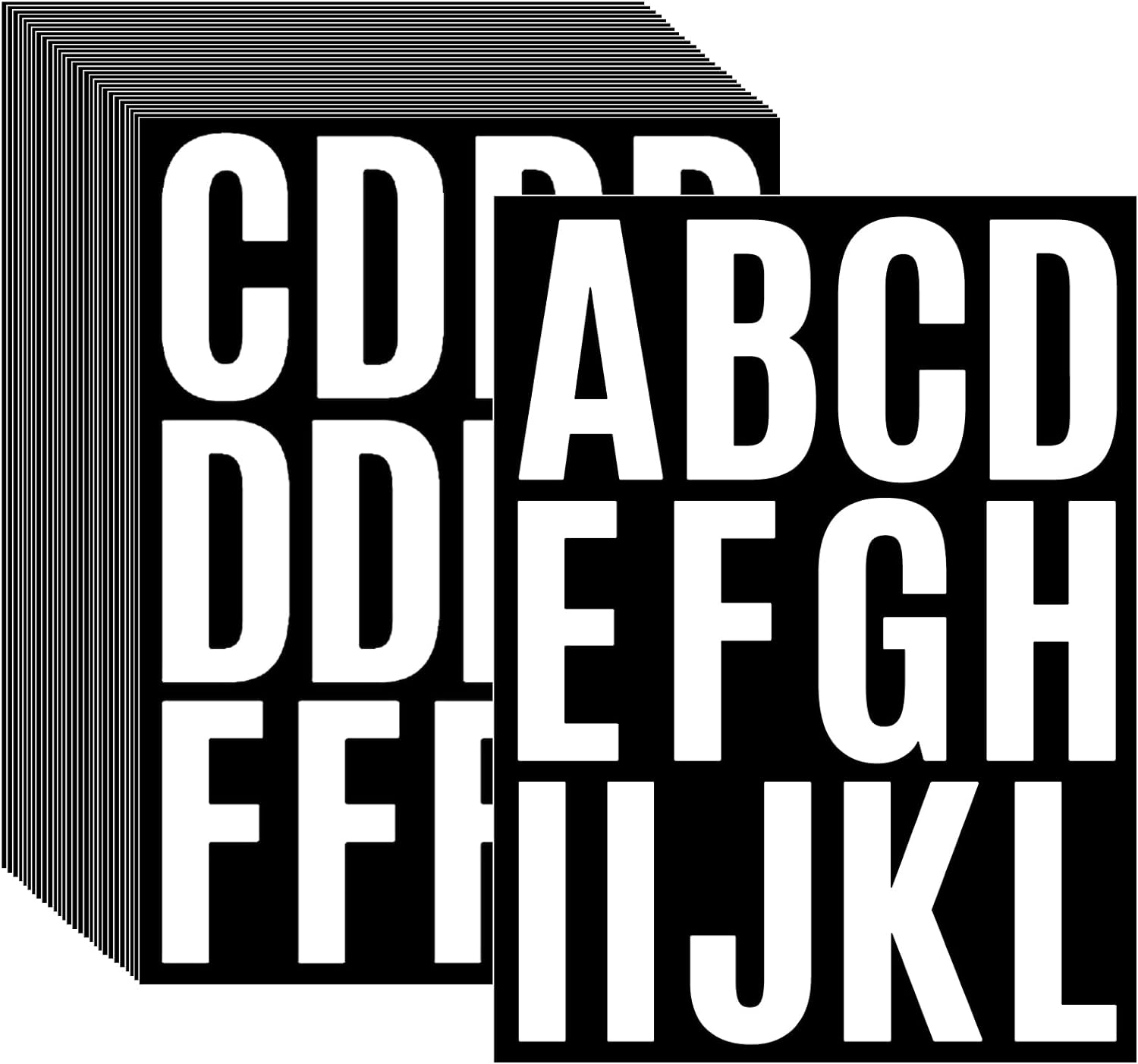 Waynoda 24 Sheets 2 Inch Self Adhesive Letters Stick on Vinyl Letters Capital Letter Stickers Alphabet Sticker Letter Number for Outdoor Sign Poster Mailboxes Crafts(White), Transparent,White - Gold image number 2