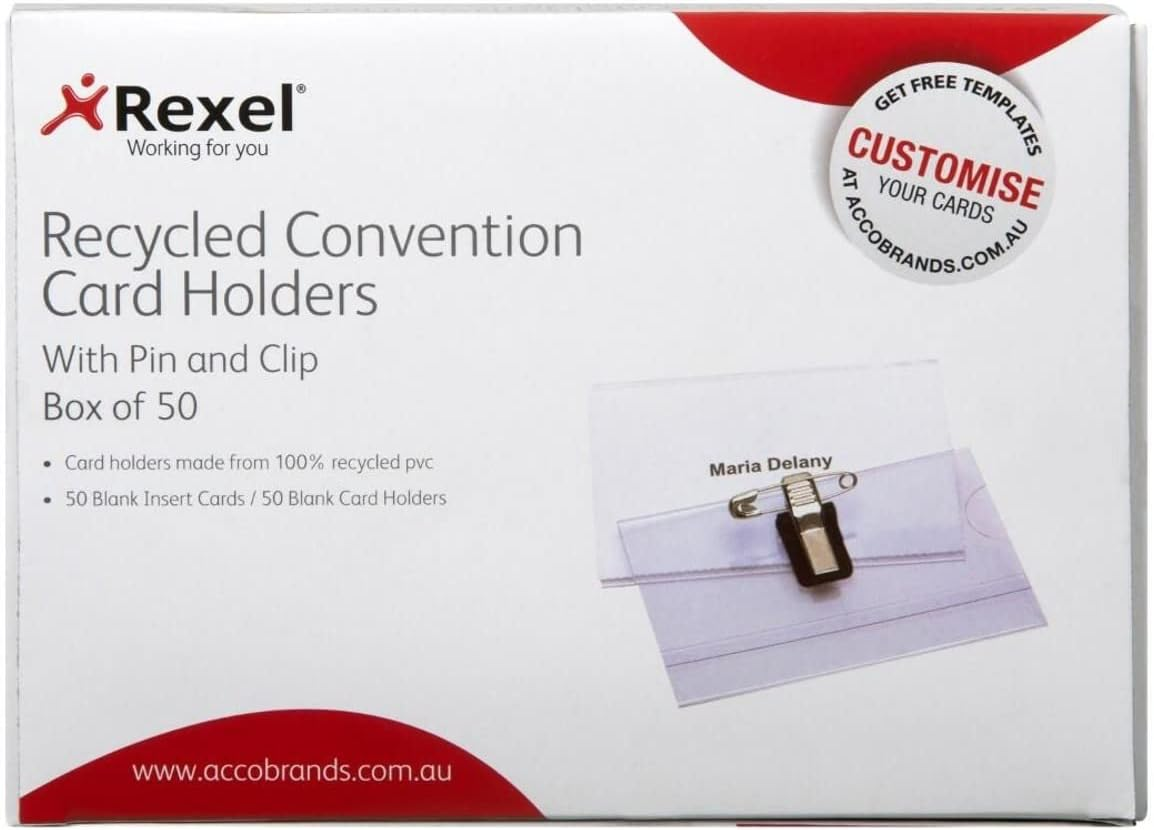 REXEL 90051 ID Recycled Convention Card Holder with PIN,BX50 image number 2
