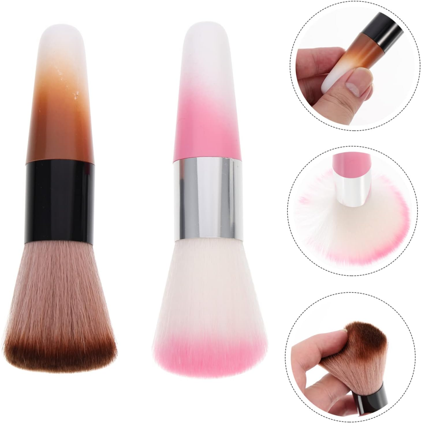 Beaupretty Nail Dust Brush Set 2PCS Makeup Loose Powder Brushes for Nail Art and Blush Ergonomic Design for Easy Cleaning and Application Suitable for Makeup Enthusiasts and Professionals image number 3
