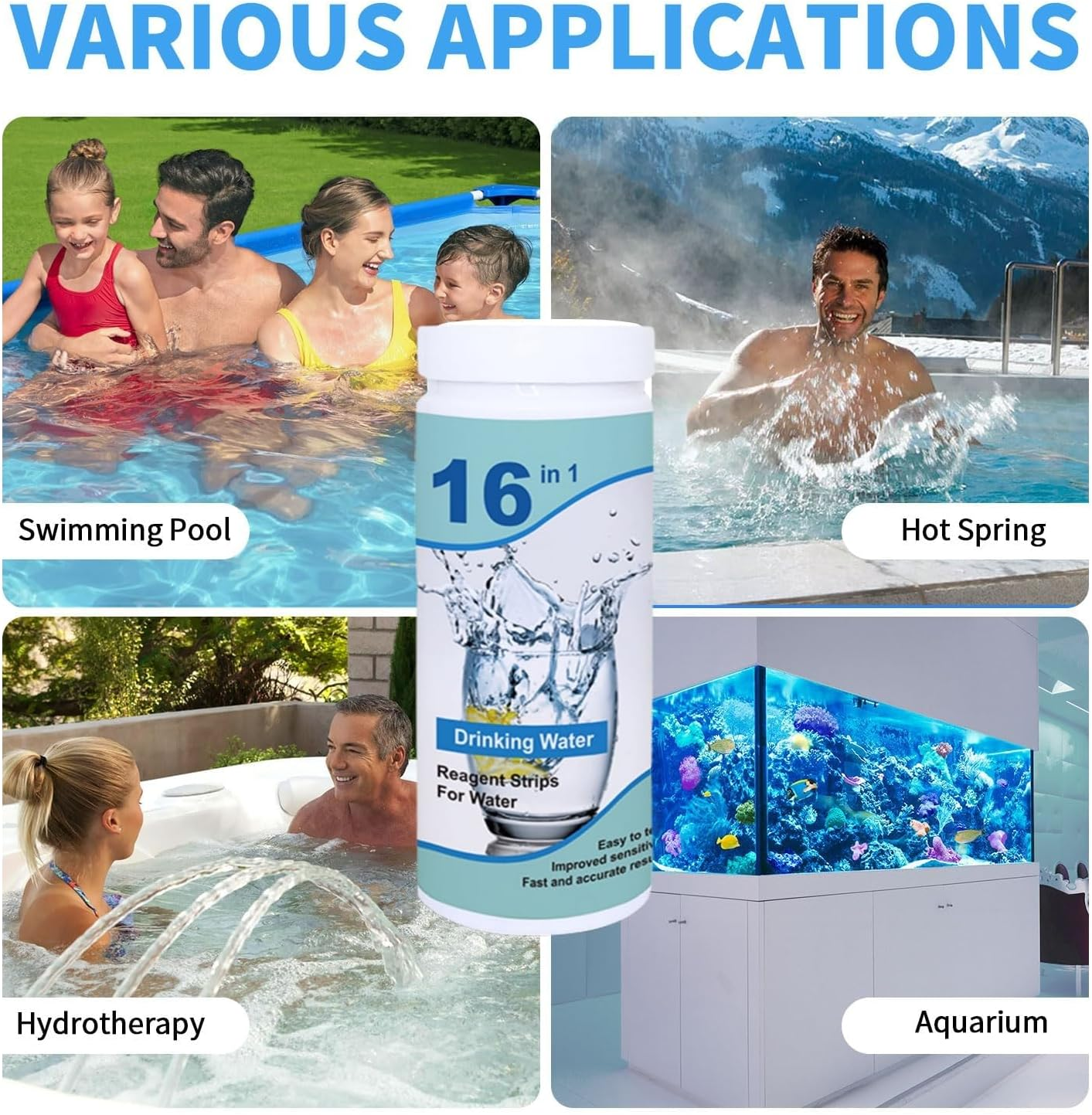 16 in 1 Pool Test Strips, 100 Strips Water Chemical Testing for Hot Tub and Spa, Accurate Test Bromine, Total Alkalinity, Ph, Free Chlorine, Total Hardness, Cyanuric Acid, and Total Chlorine image number 5