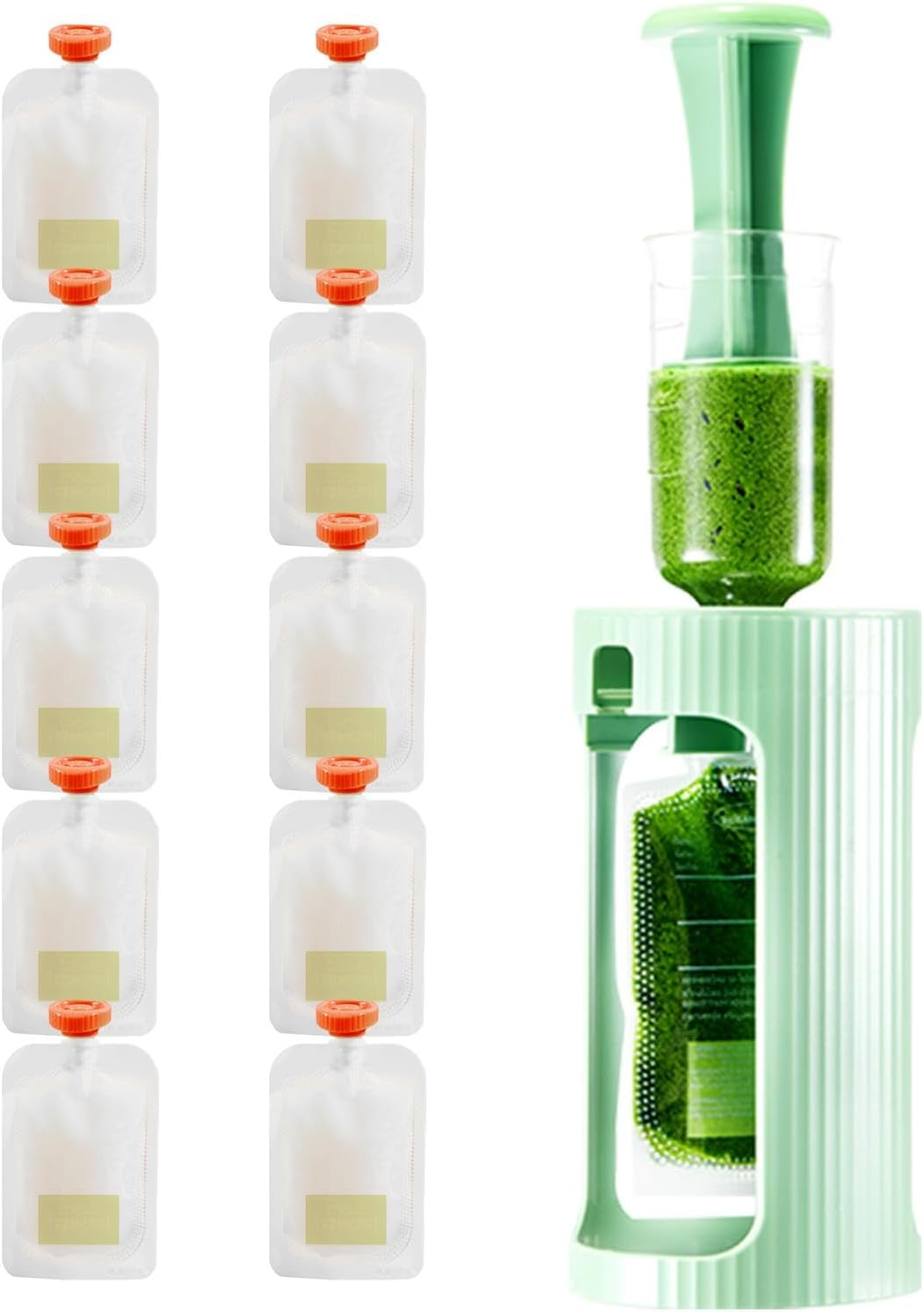 No Squeeze Pouch Holder, Small Portable Puree Squeezer, Reusable Food Pouches Refillable Kit, Portable Small Fruit Squeeze Puree Filler for Homemade Kids Food