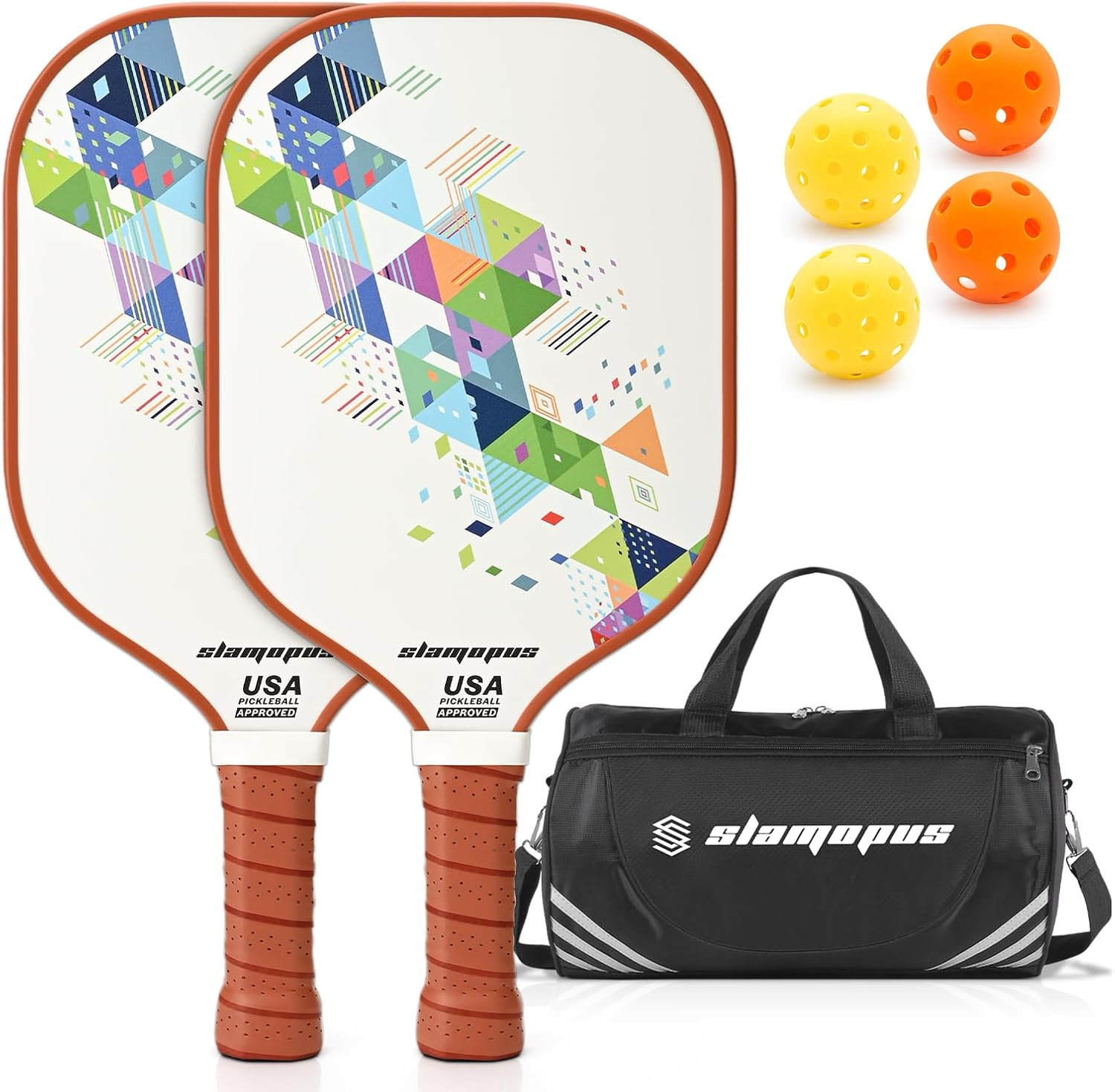 Pickleball Paddles | USAPA Approved Pickleball Set of 2 | Graphite & Fiberglass Pickleball Racket | Great Paddle for Beginners| Raquette Pickle Ball | Pickle Balls Set with Larger Sports Bag image number 5