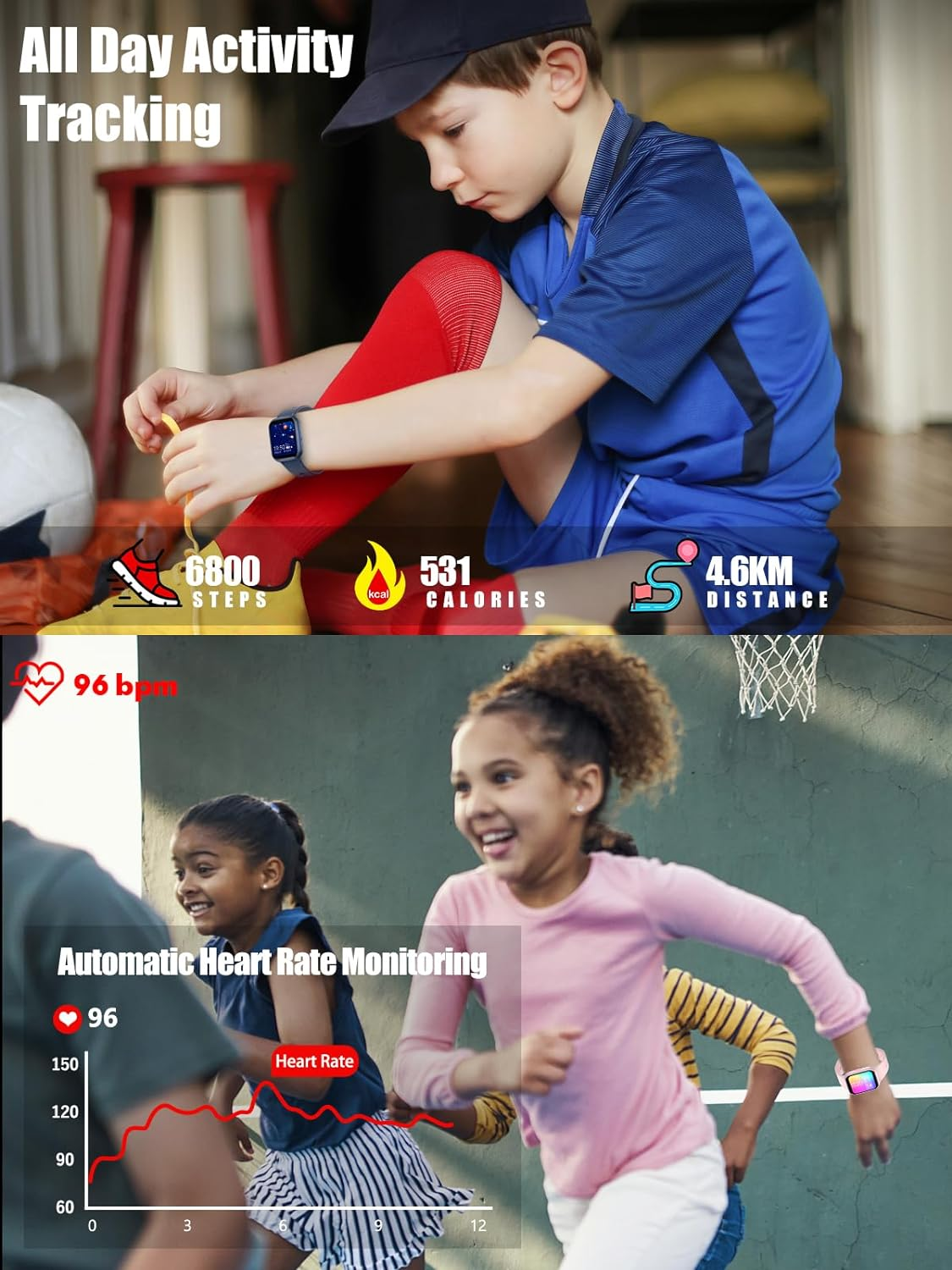 Mgaolo Kids Smart Watch for Boys Girls,Kids Fitness Tracker Smartwatch with Heart Rate Sleep Monitor,Waterproof Pedometer Activity Tracker for Android Iphone,Birthday Present - Blue image number 2