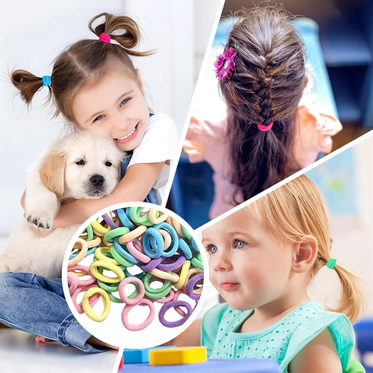 Pack of 400 Hair Bobbles, Mini Hair Bands, Rubber Bands, No Damage Hair Elastics, Colourful Hair Accessories, Girls Durable Hair Clips, for Toddlers, Children and Girls image number 3