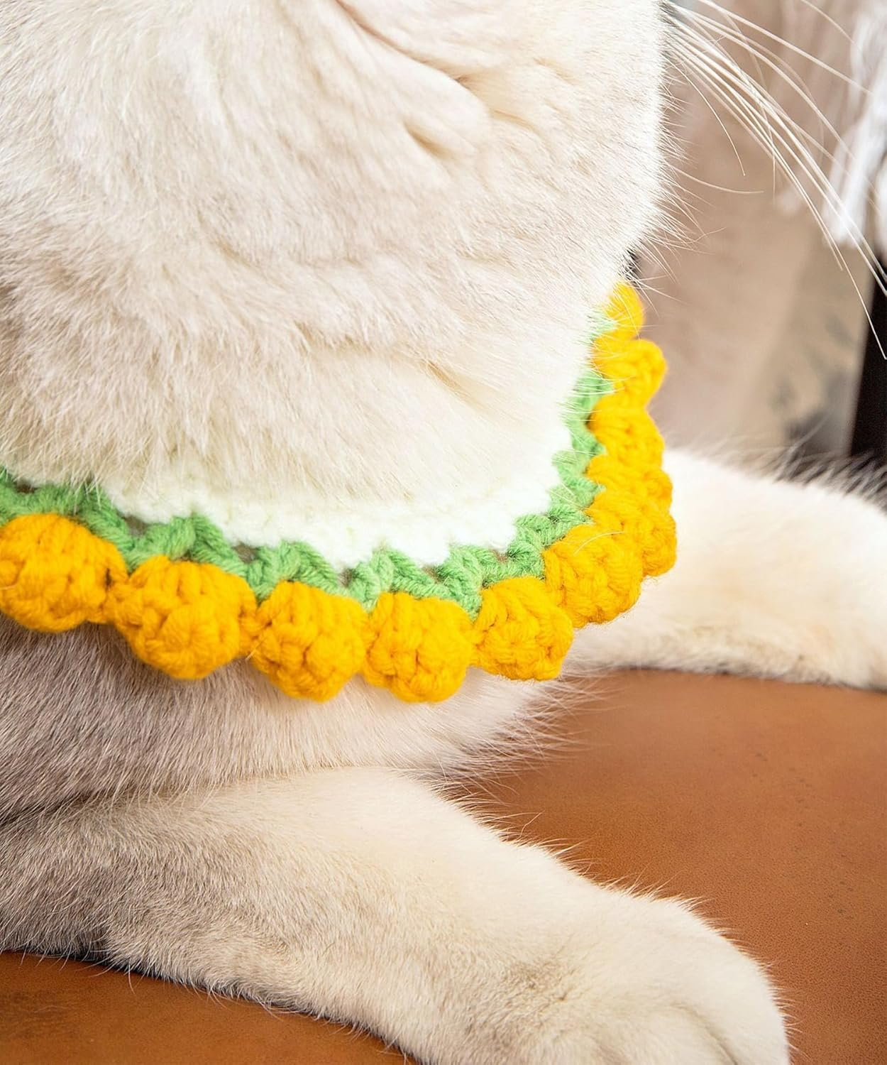 Knit Pet Collar, Pet Collar, Cute, Knit, Flower, Necklace Accessory, for Cats, Cute, Flowers, SNS, Cute, for Pets, Neck Circumference 5.5-7.9 Inches (14-20 Cm), Soft and Lightly Knitted Collar image number 6