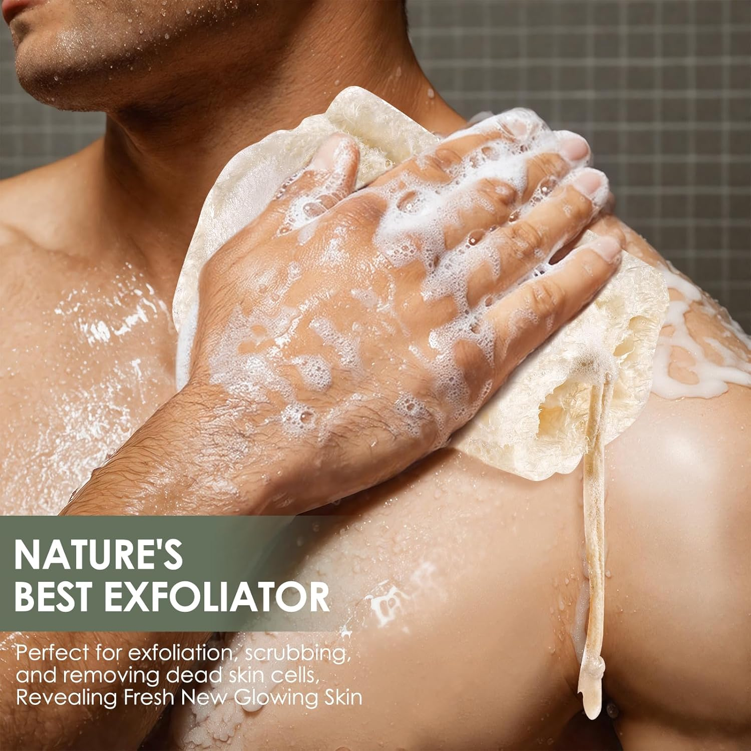 RIYNIBIY 3PCS Egyptian Natural Loofah Exfoliating Body Scrubber, Natural Real Egyptian Loofah Sponge Bath & Shower Scrub Exfoliating Loofah for Women and Men, Luffa Sponges for Face, Back & Body image number 2