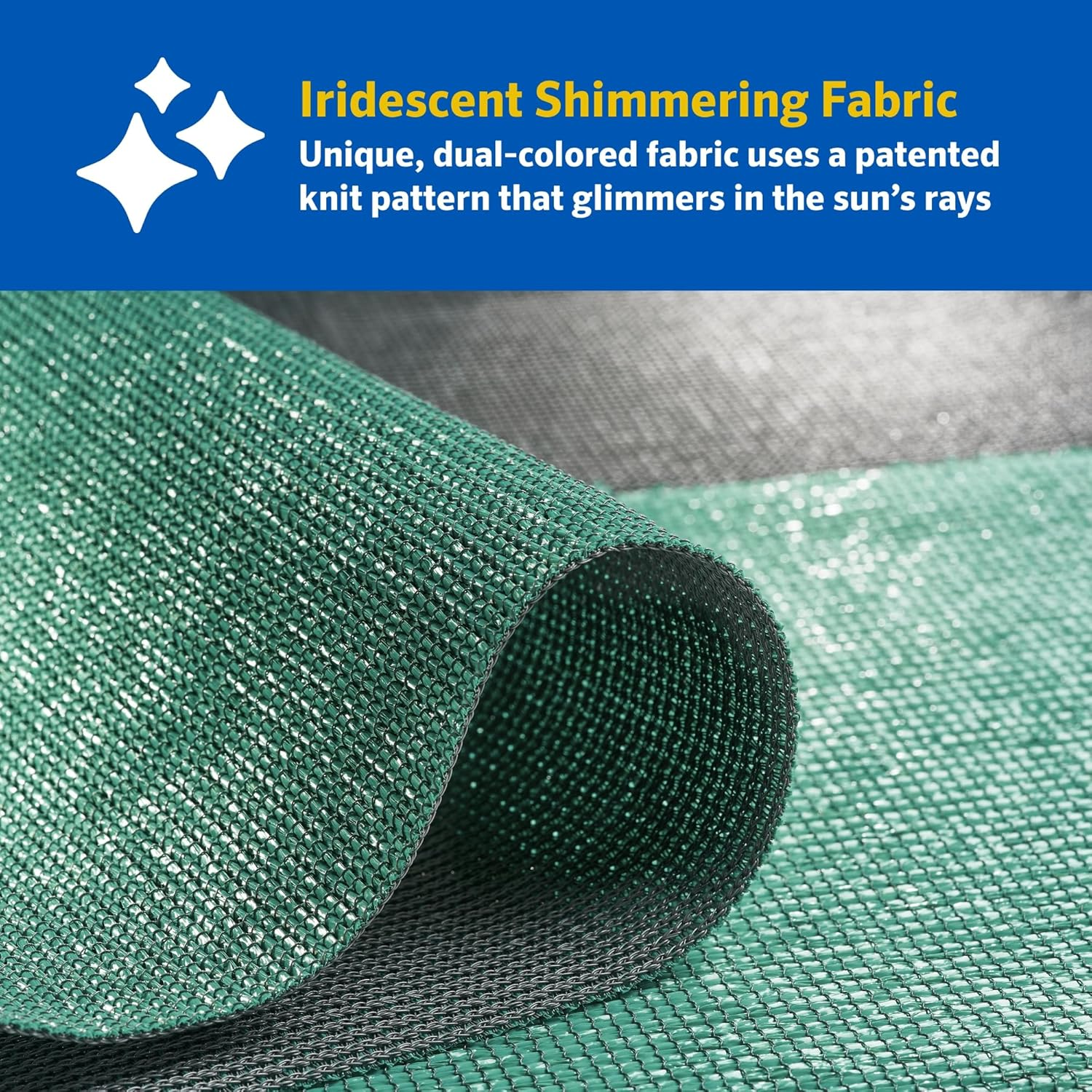 Coolaroo 95% UV Block Dualshade Iridescent Outdoor Sun Shade Sail with Hardware Kit for Patio, Garden, Pool and Backyard 12' Square, Maldives image number 5