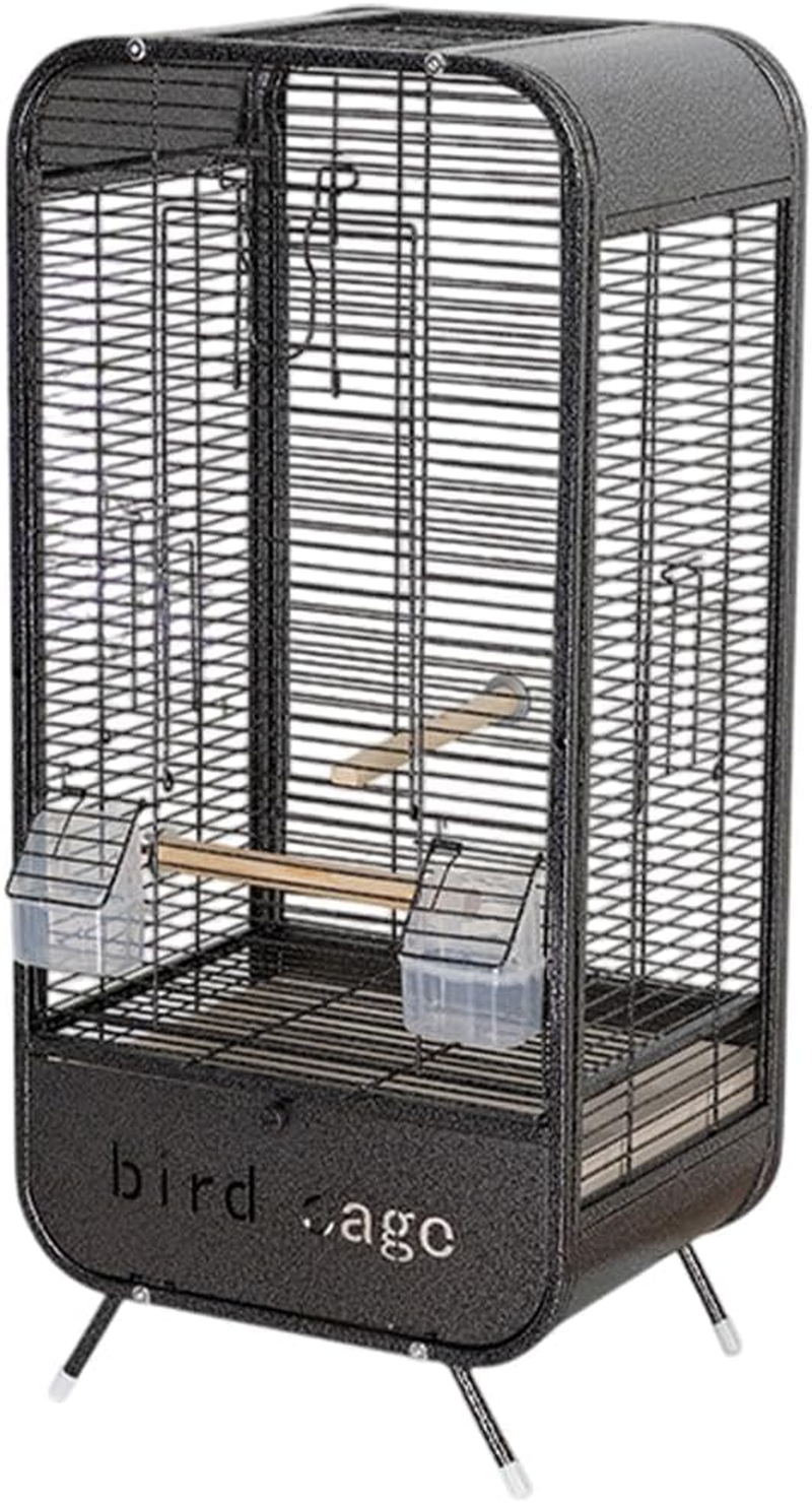 AIMALL Metal Parrot Cage, 13.7&times;11&times;30.3In Durable Spacious Habitat with Feeder & Perch, Ideal for Parrots Cockatiels Budgerigars, Stylish Viewing Home Avian Enclosure