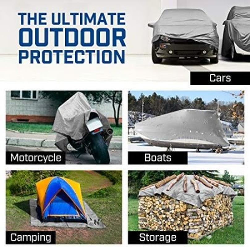 LEDON Heavy Duty Silver Tarpaulin 130G Waterproof Tarp Sheet Car Camping Weatherproof image number 1
