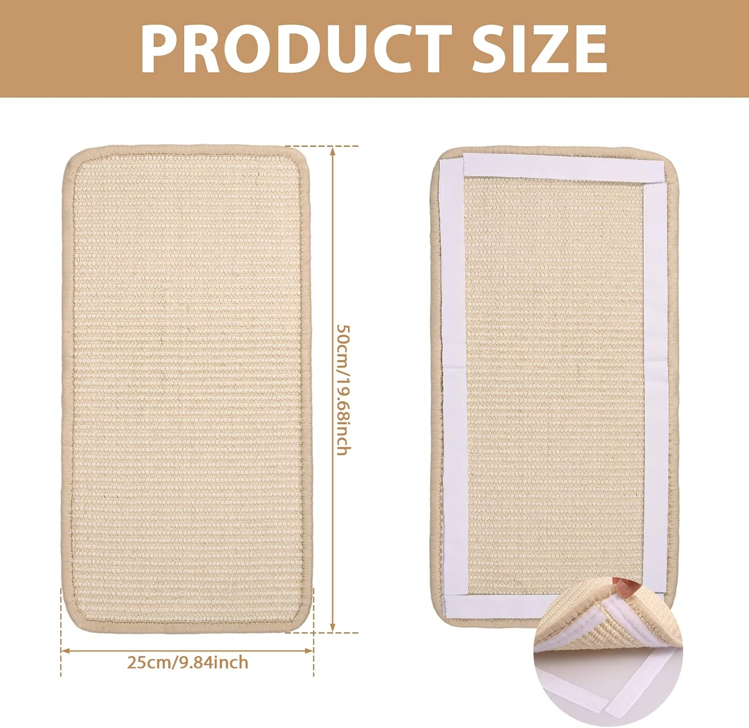2Pcs Cat Scratcher Mat Sisal Cat Scratching Pad 9.8X19.7Inch Cat Scratch Rug for Indoor Cats Multipurpose Practical Cat Scratch Pad for Couch Floor Wall Furniture image number 4