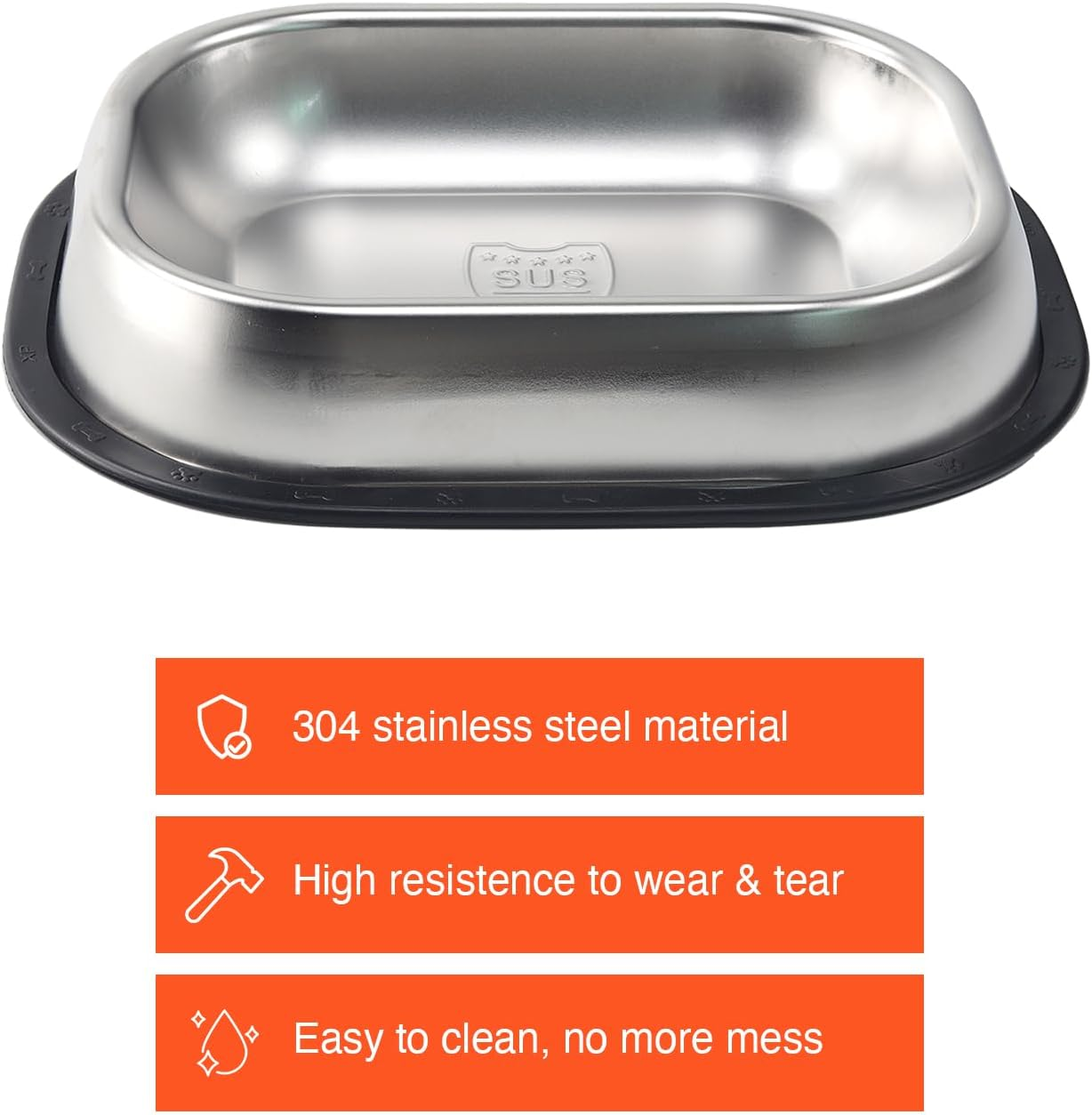 Stainless Steel Dog Bowl, Dog Bowl with Non-Slip Rubber Base, Water Bowl for Dogs, Large Dog Bowls, Metal Dog Bowls, Dog Bowls for Cats, Large Dog Bowls image number 4