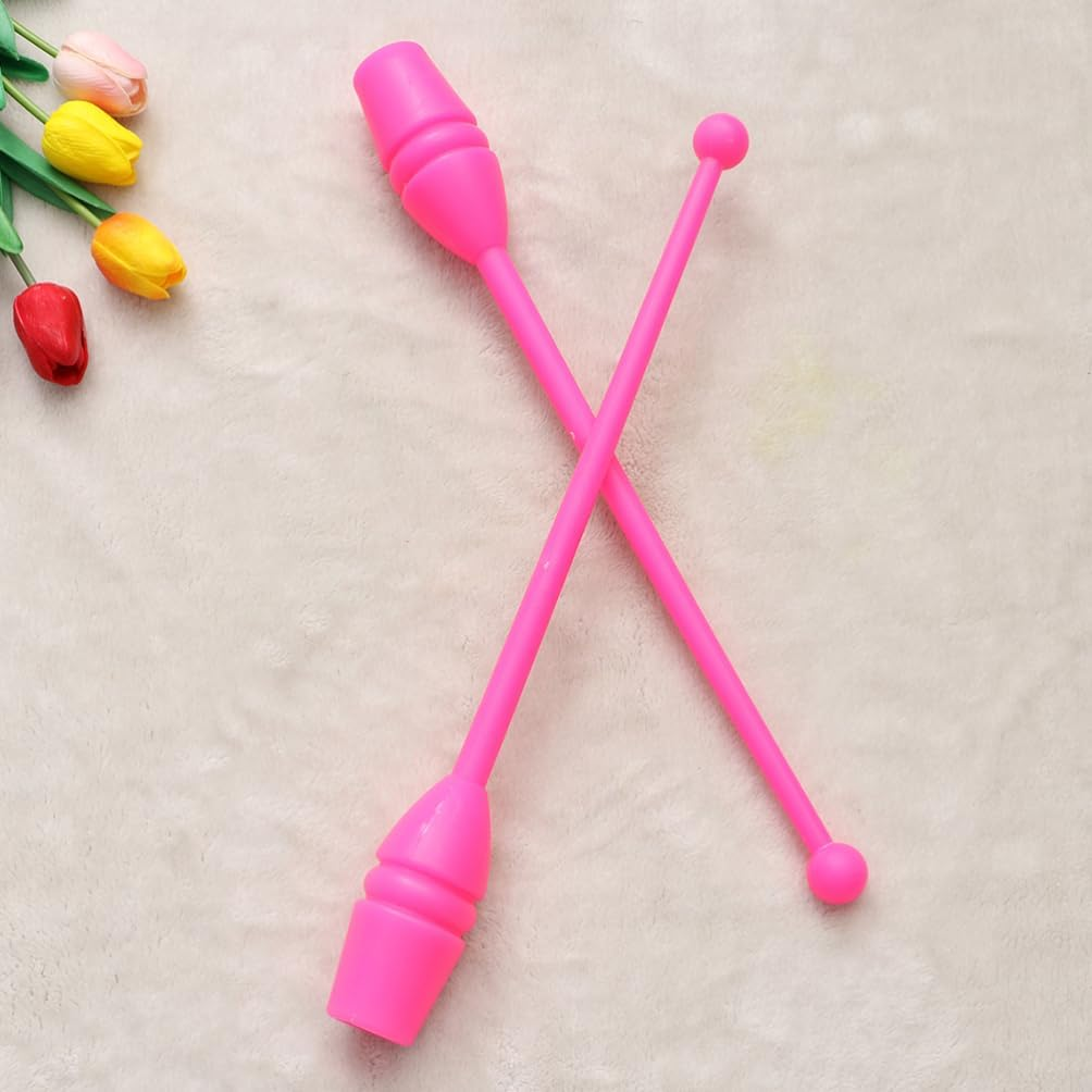 Milisten 1Pair Colored Artistic Gymnastics Stick Adult Boy Girl Dance Sticks for Rhythmic Gymnastics Performing Training and Fitness Activities Pink image number 3