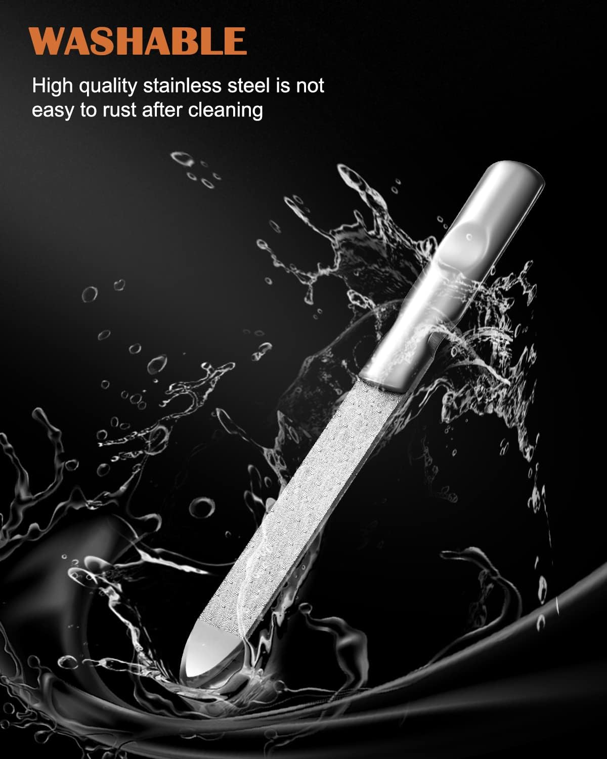 FVION Professional Metal Nail Files - 2 PCS, Stainless Steel, Double-Sided, Coarse & Fine Grit, Manicure & Pedicure Tool Set image number 1