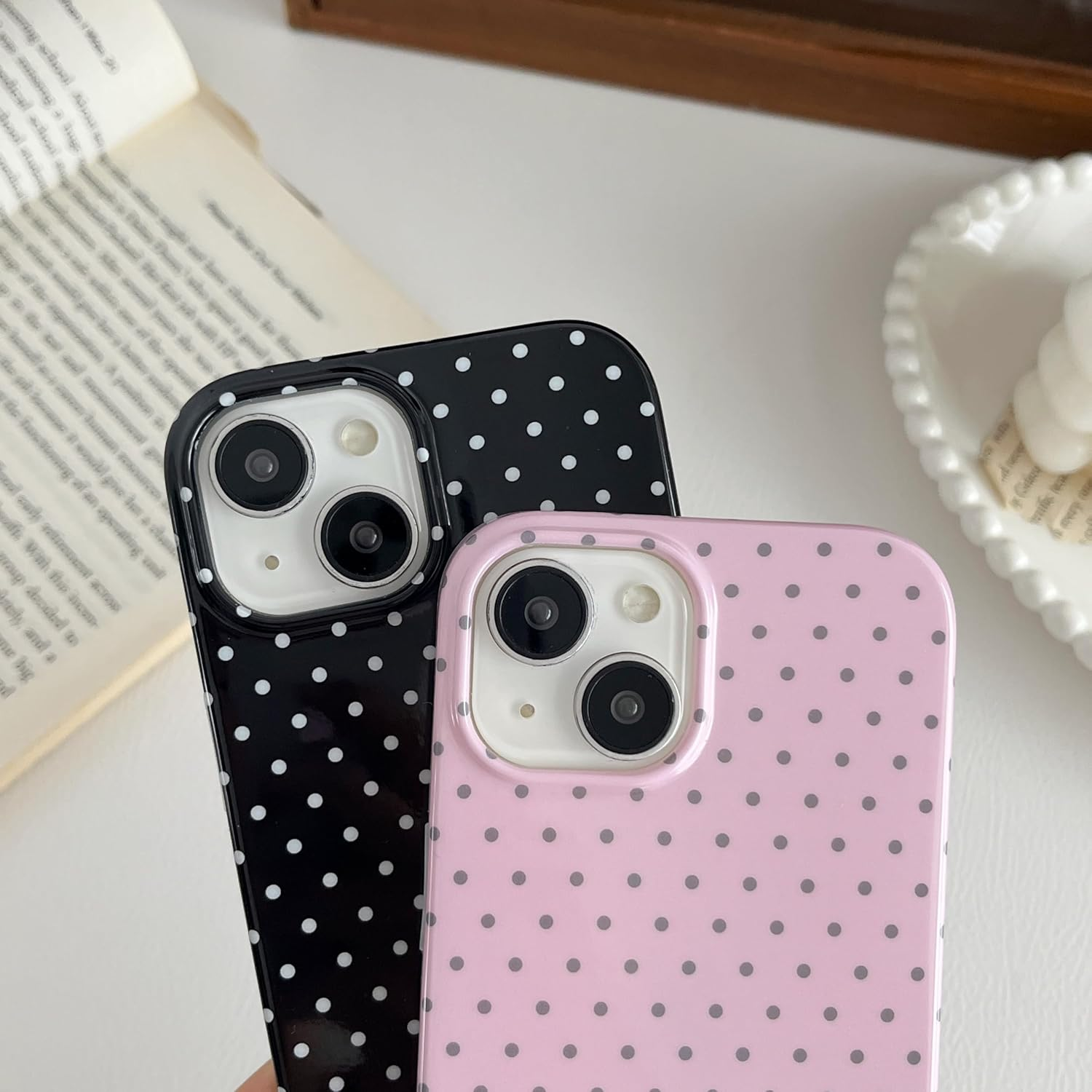 TQLGY for Iphone 15 Case Cute Polka Dot Phone Case Soft TPU Slim Shockproof Protective Cover for Women Girls, Pink image number 6