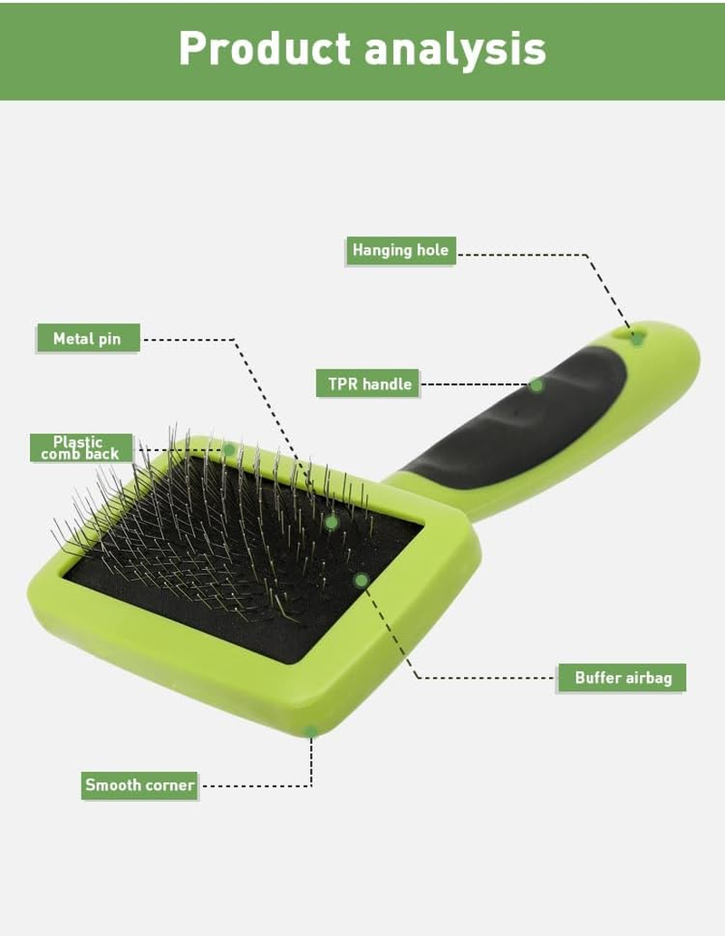 Self-Cleaning Slicker Brush for Dogs, Pet Supplies for Dogs, Dog Grooming Tools (Green, One Size) image number 1