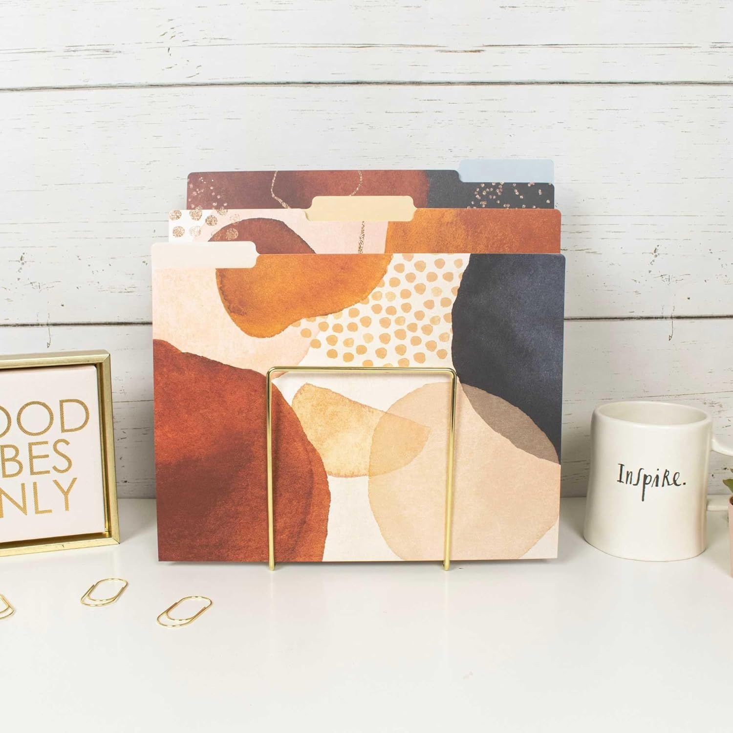 Bloom Daily Planners Decorative File Folders - Set of Six Letter Size (8.5&rdquo; X 11&rdquo;) Organizers, 1/3 Cut Tabs - Assorted Designs - Earthy Abstract image number 6