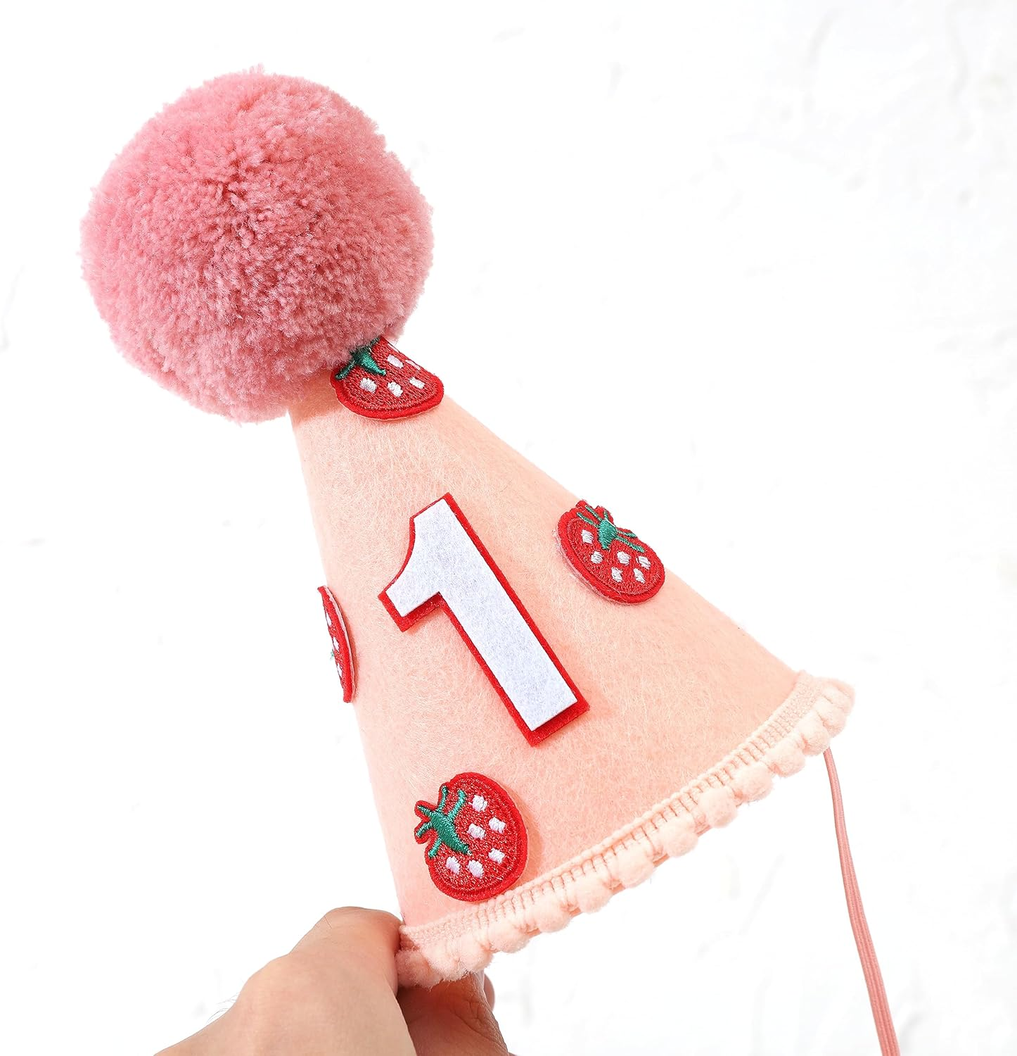 Agkvw Strawberry 1St Birthday Hat - Sweet One Birthday Decoration, Strawberry Birthday Crown, Pink Felt First Birthday Hat for Baby Girls image number 4