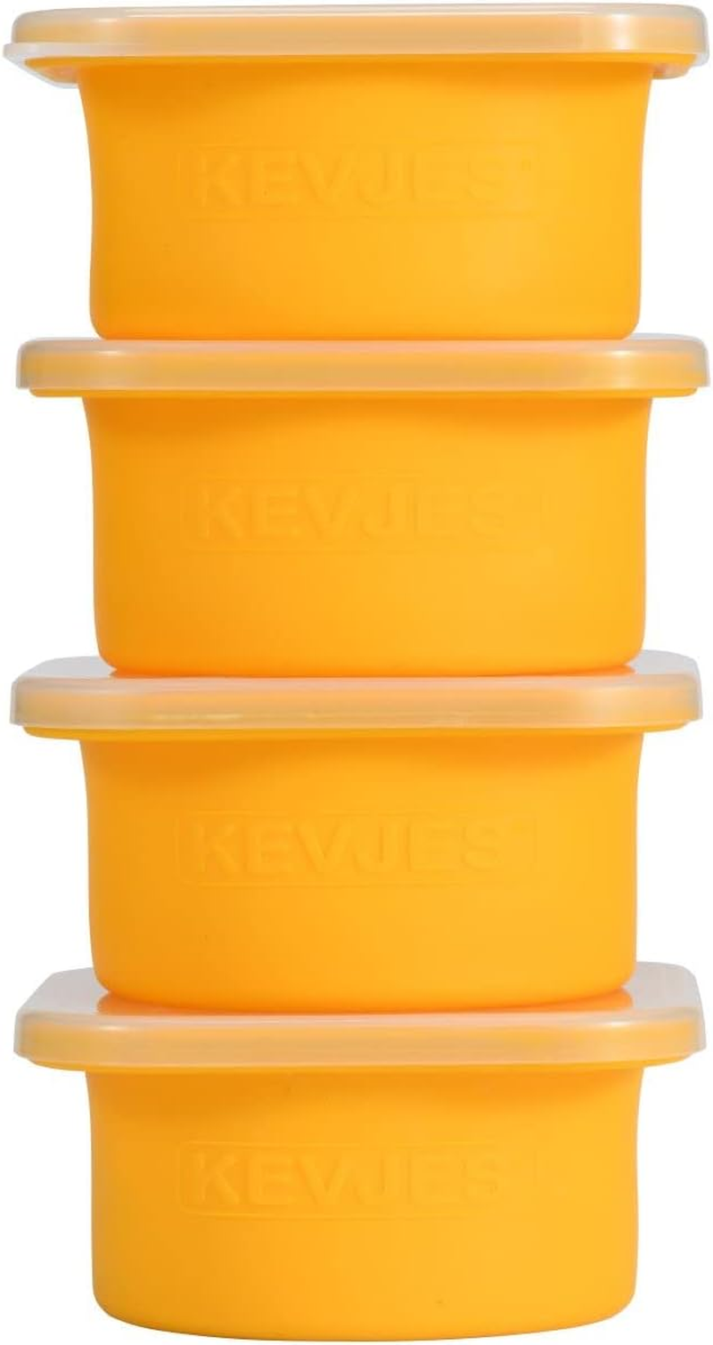 KEVJES Stackable Silicone Artisan Pizza Dough Proofing Containers with Lids Pizza Making Accessories (1 Yellow+1 Green+1Blue+1 Gray+1 Space Gray)